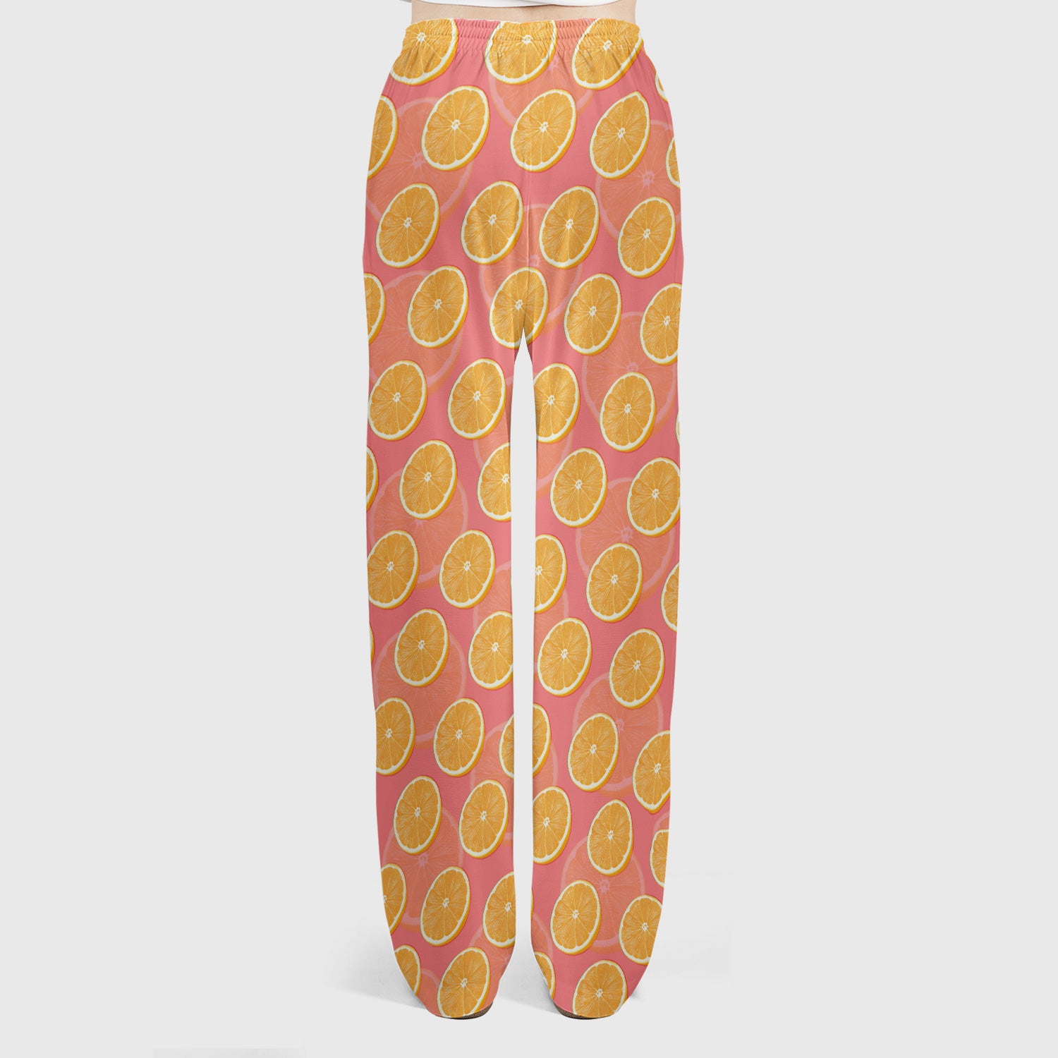Fresh Orange Slice Pattern Scrub Set, Scrub Pants and V Neck Top