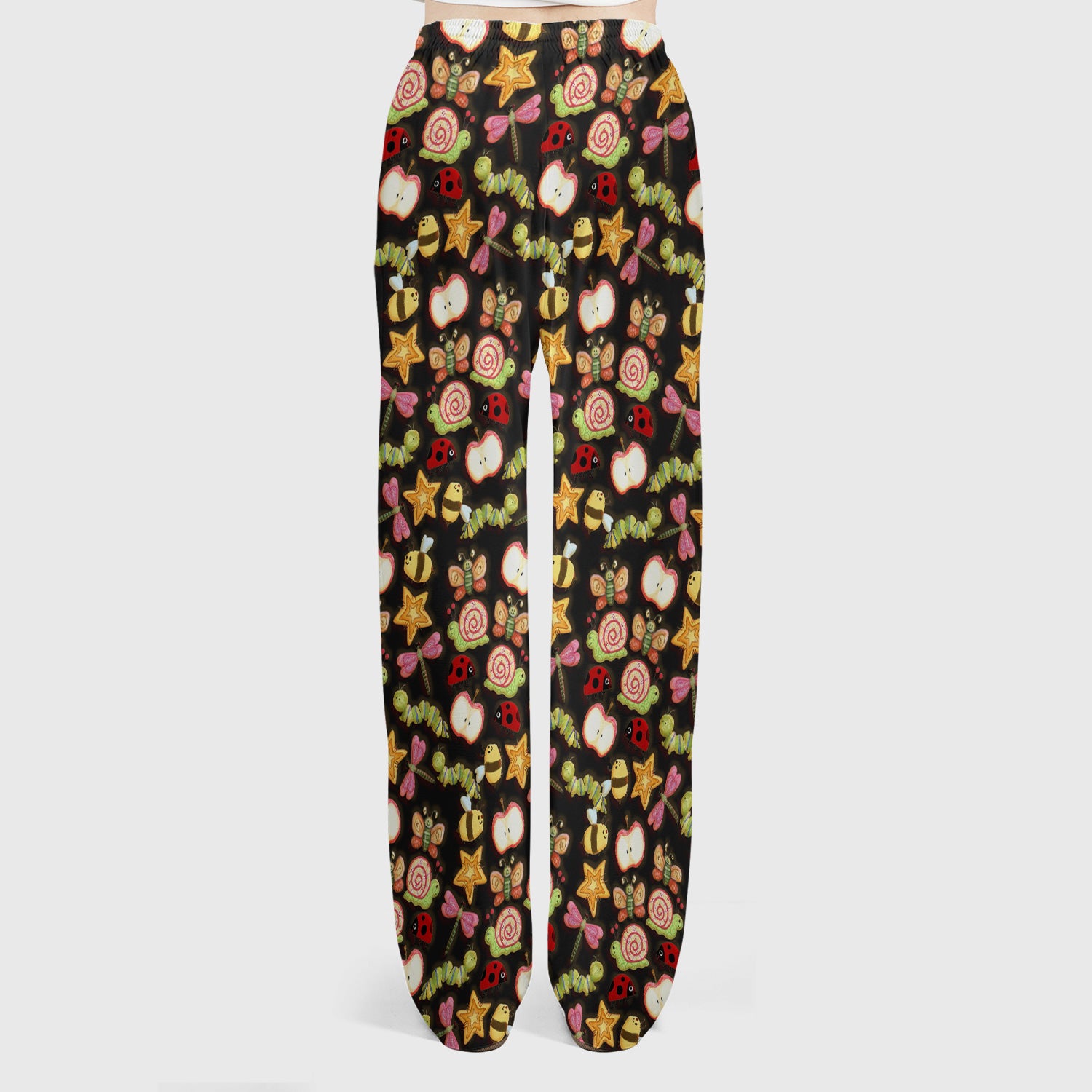 Cute Nurse Snail Ladybug Caterpillar Apple Garden Pattern Scrub Set, Breathable Med Uniform