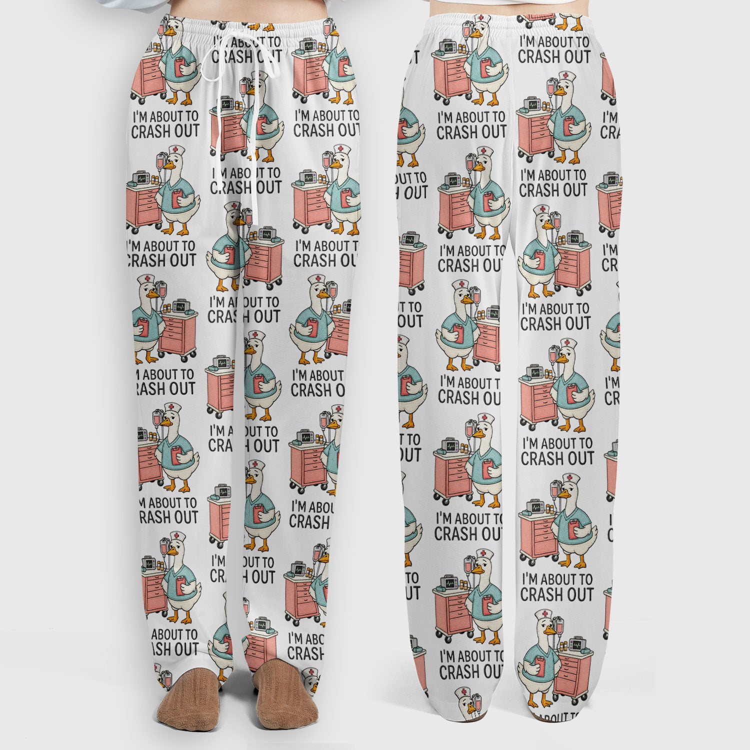 Funny Nurse Goose Crash Out Pattern Scrub Set, Nurse Uniform Scrubs Set