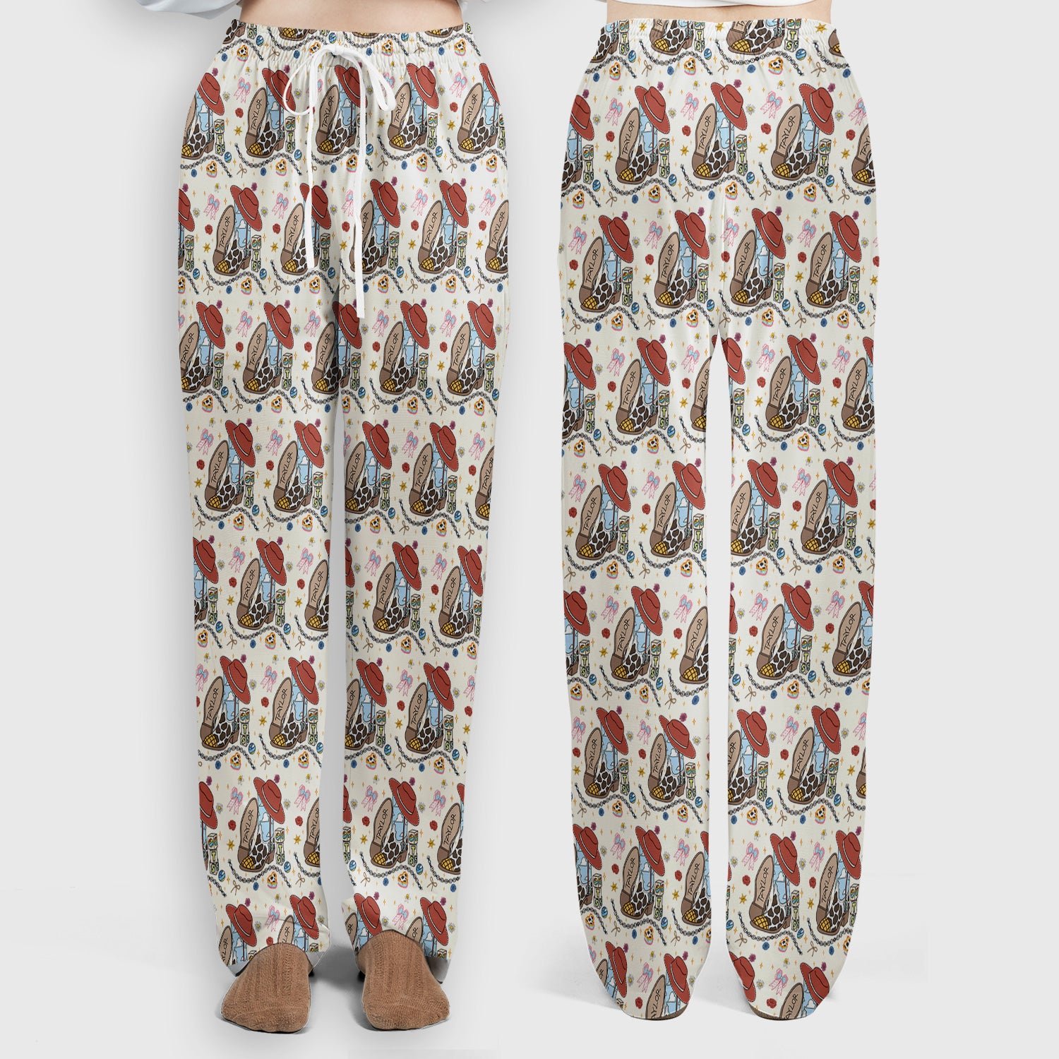 Western Cowgirl Country Medical Pattern Scrub Set, Scrub Pants and V Neck Top