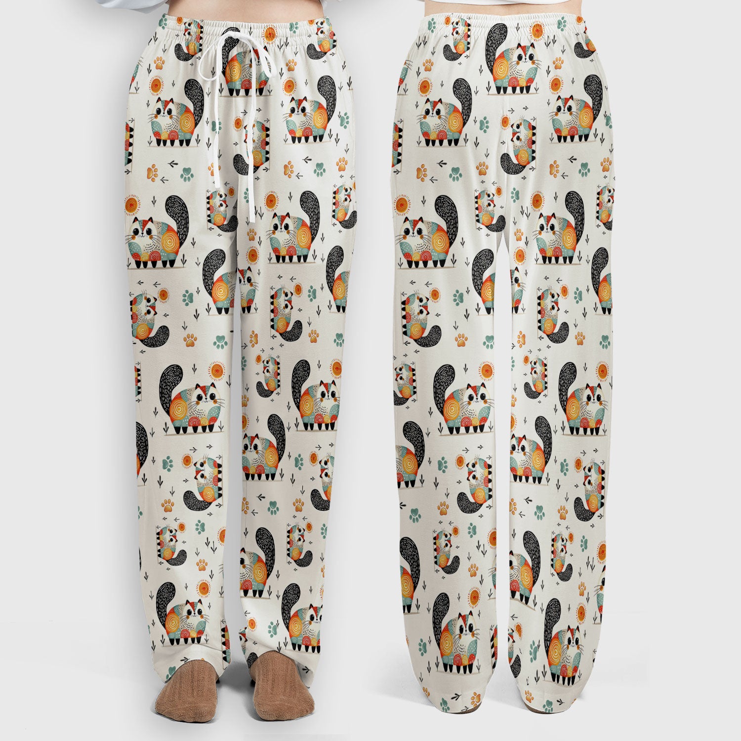 Playful Cat Illustration Women's Scrub Set, Breathable Med Uniform