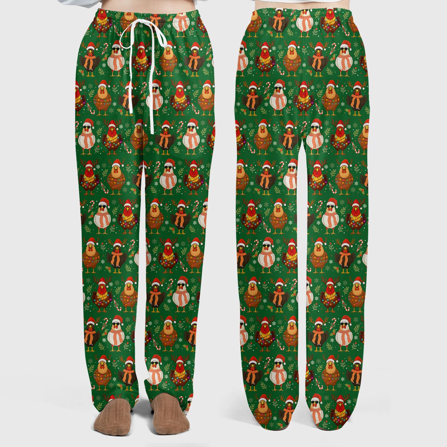 Funny Chicken Scrubs for Women - Christmas Pattern Scrub Top & Pants - Christmas Scrubs with Adorable Design