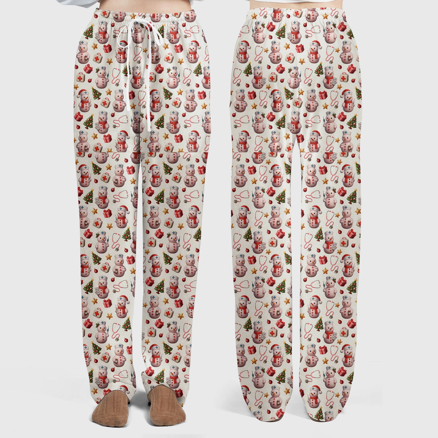 Snowman Pattern Christmas Scrub Set - Cute Holiday Medical Scrubs for Women - Funny Festive Nurse Gift for RN LPN CNA