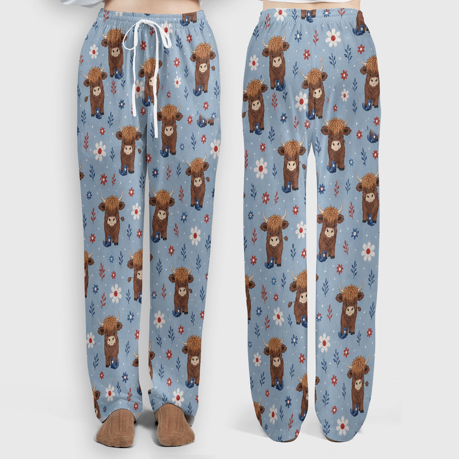 Floral Cowboy Boots Pattern Scrub Set, Scrub Pants and V Neck Top