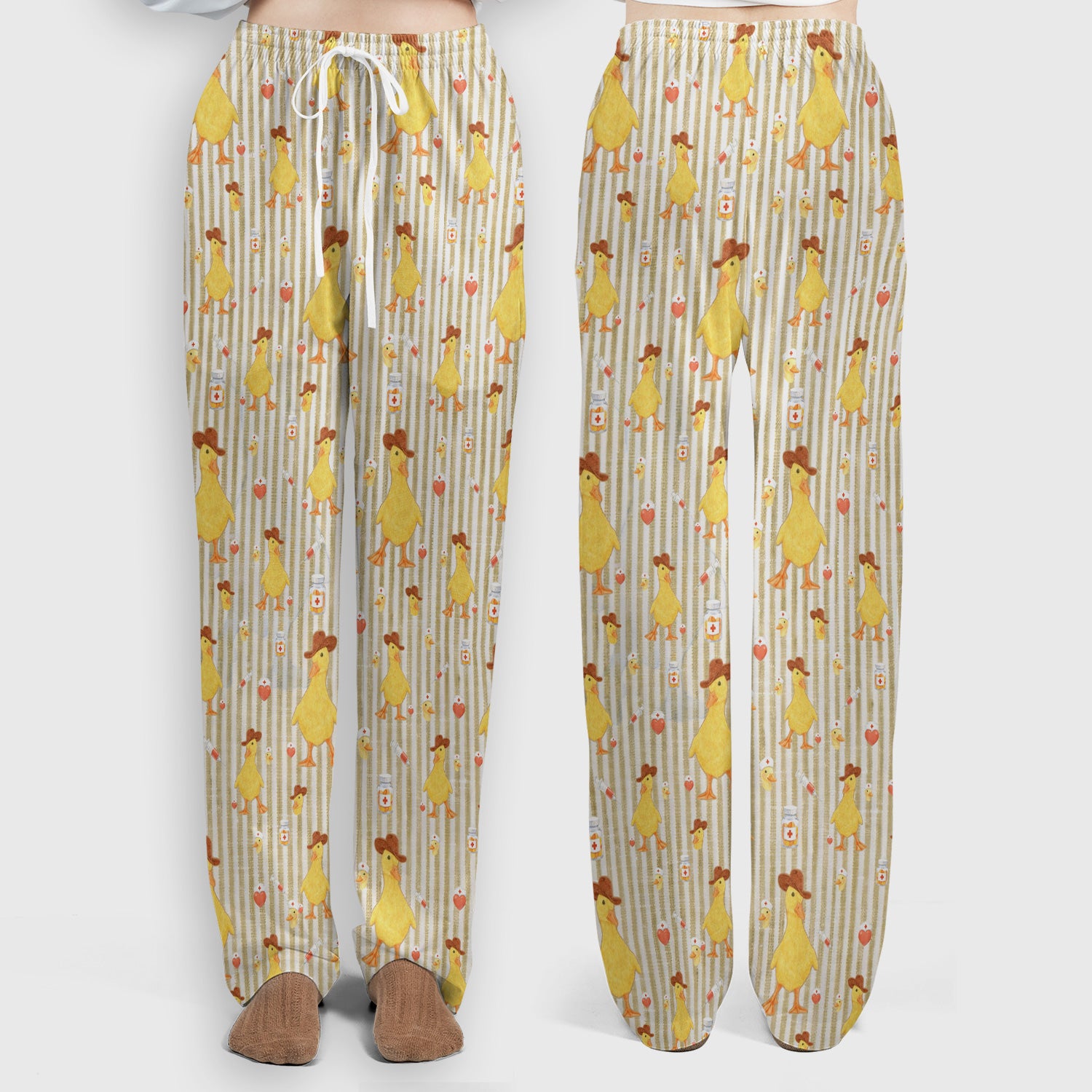 Cowboy Ducktor Vertical Stripe Pattern Scrub Set, Breathable Med Uniform