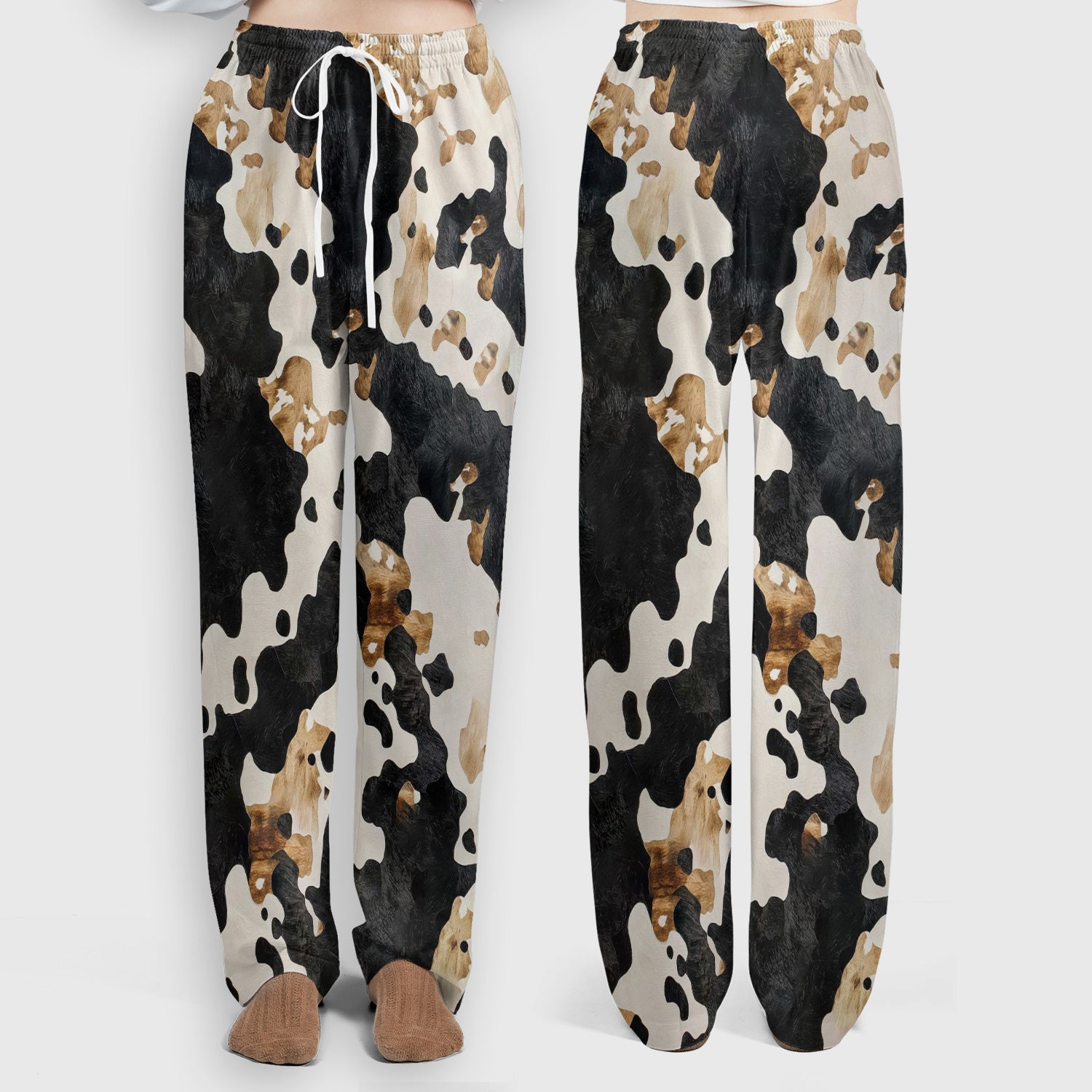 Classic Cow Print Pattern Scrub Set, Women's Scrub Sets