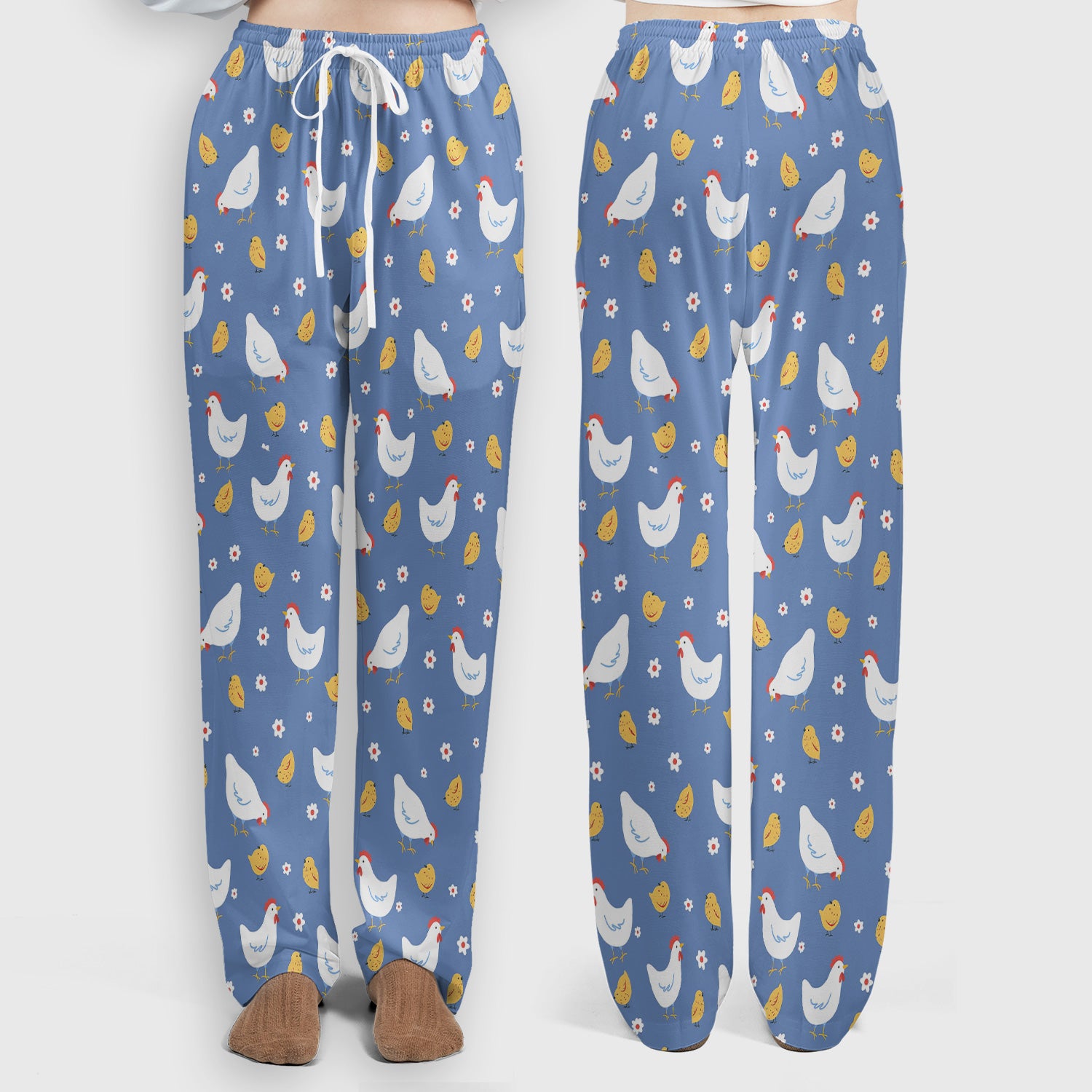 Chicken And Cute Chicks Pattern Scrubs Sets, Scrub Pants and V Neck Top