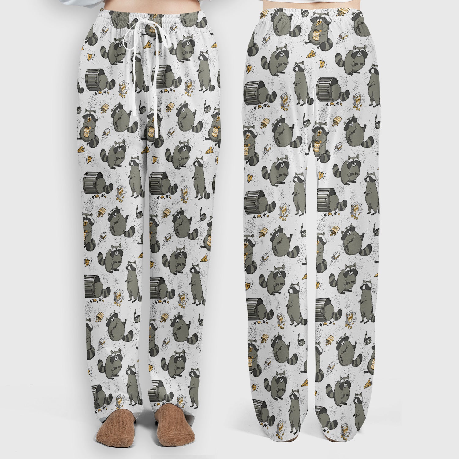 Raccoon Snack And Trash Can Pattern Scrub Set, Breathable Med Uniform