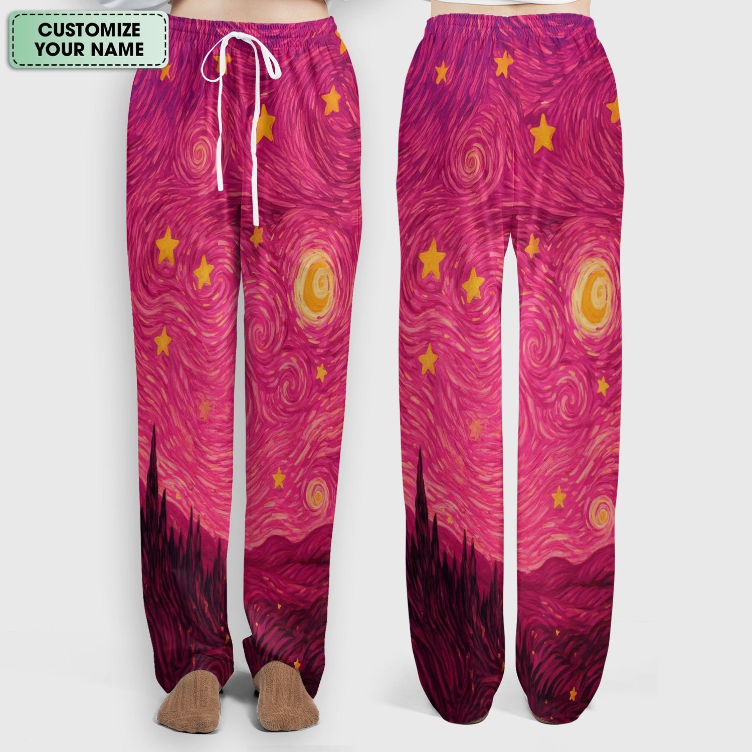 Personalized Black Cat Galaxy Star Swirl Pattern Scrub Set, Scrub Pants and V Neck Top