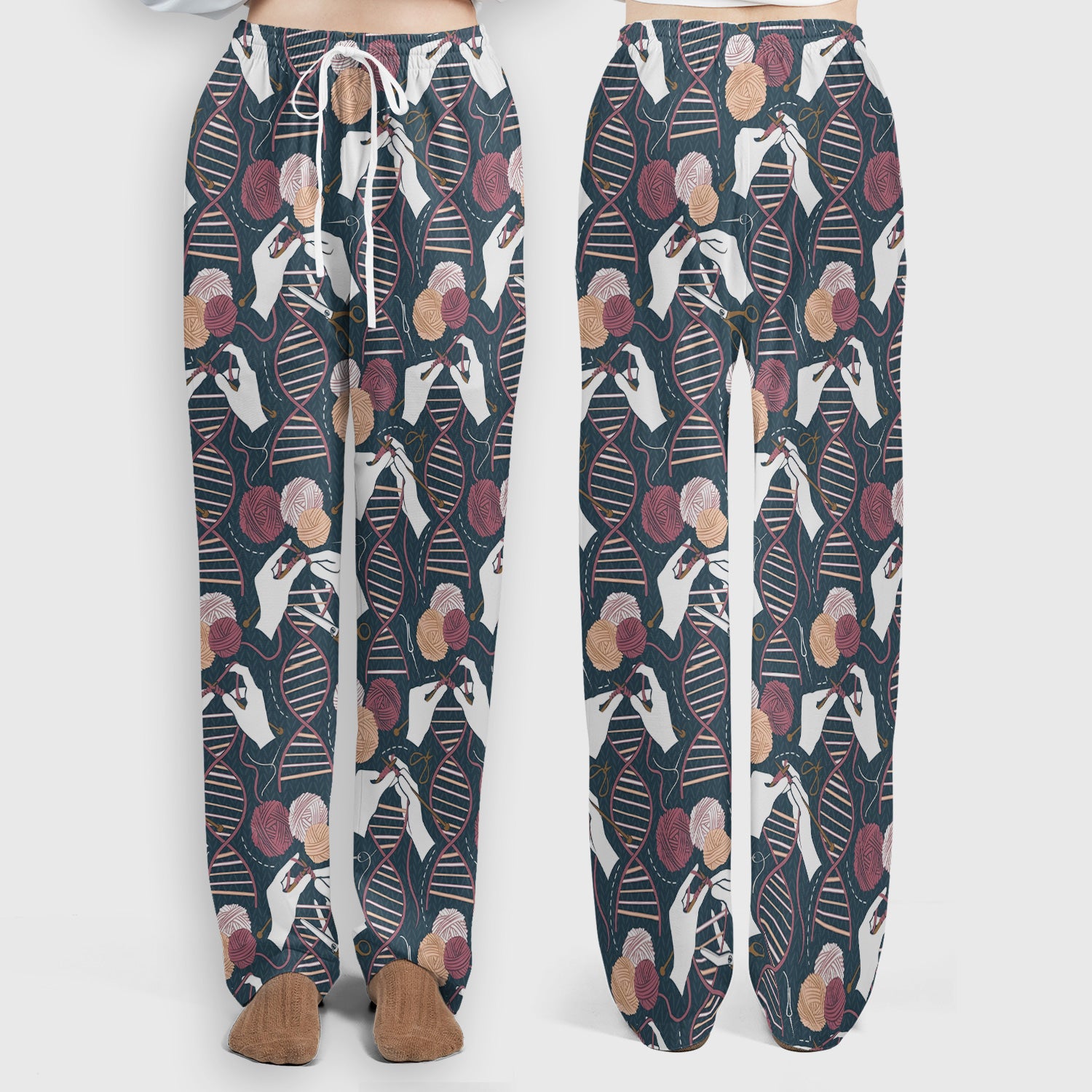 DNA Helix Yarn Pattern Scrub Set, Scrub Pants and V Neck Top