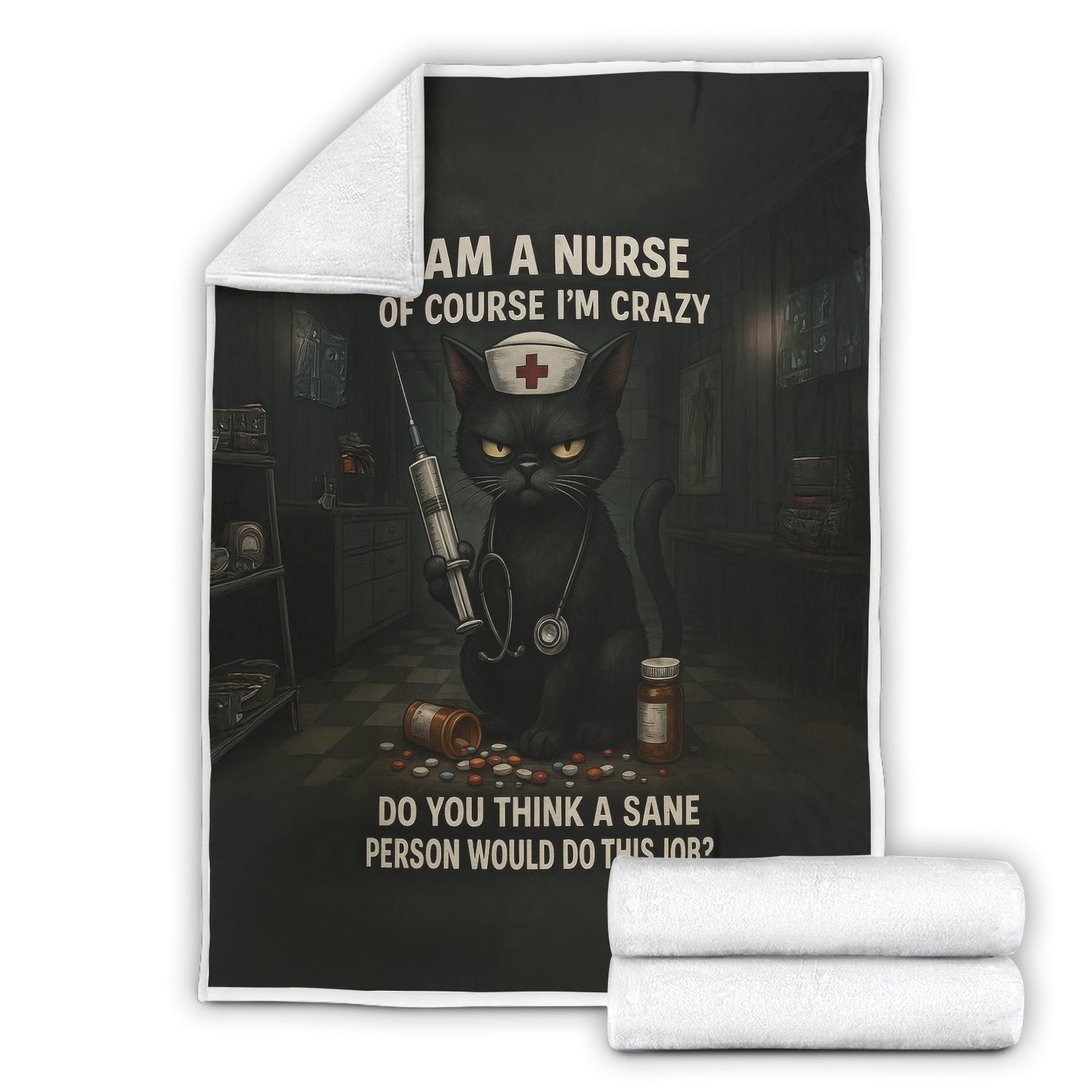 Personalized Funny Nurse Cat Blanket for Women - Of Course I‰Ûªm Crazy Quote - Gift for Nurses RN CNA Cat Lovers