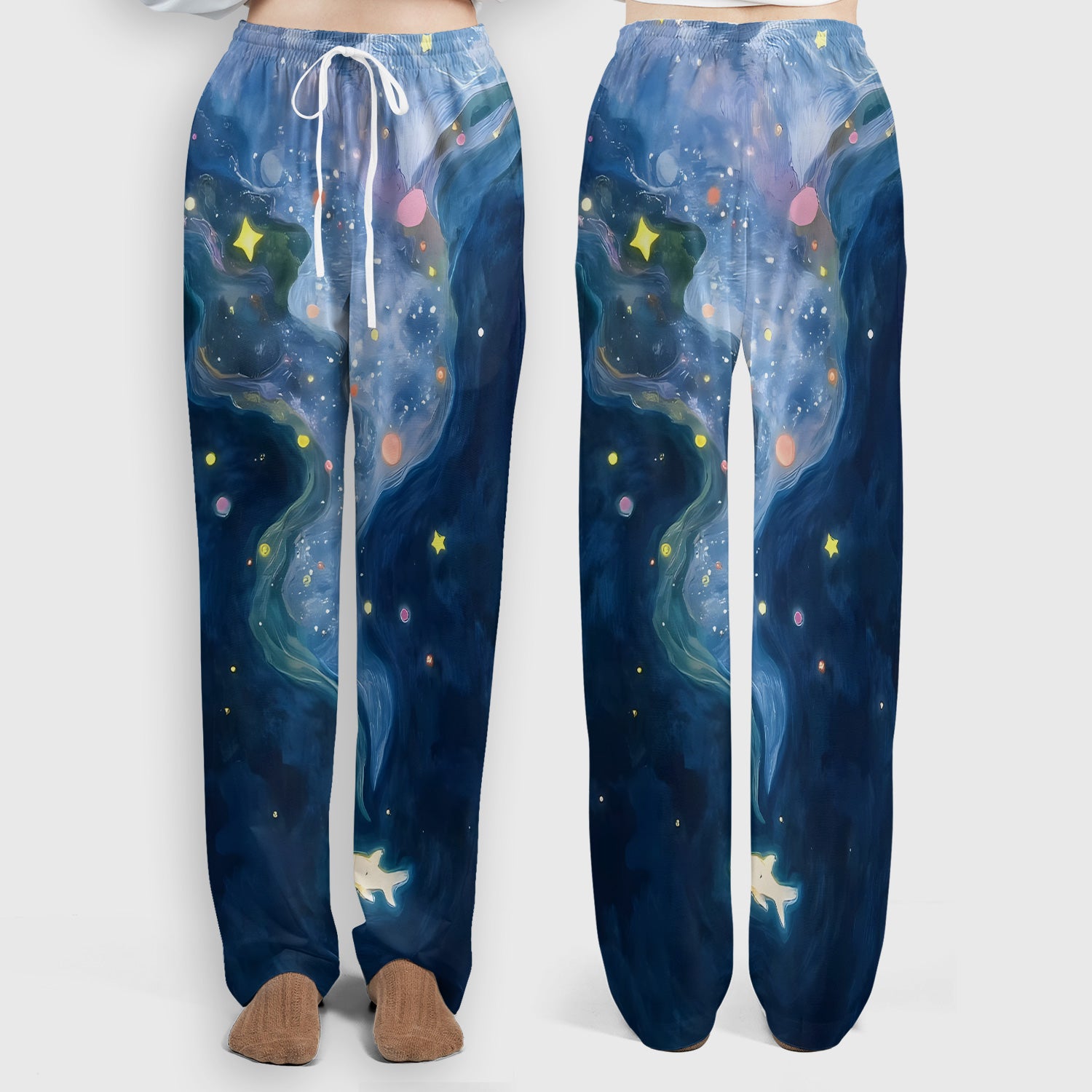 Marine Life Shark Pattern Scrub Set, Scrub Pants and V Neck Top