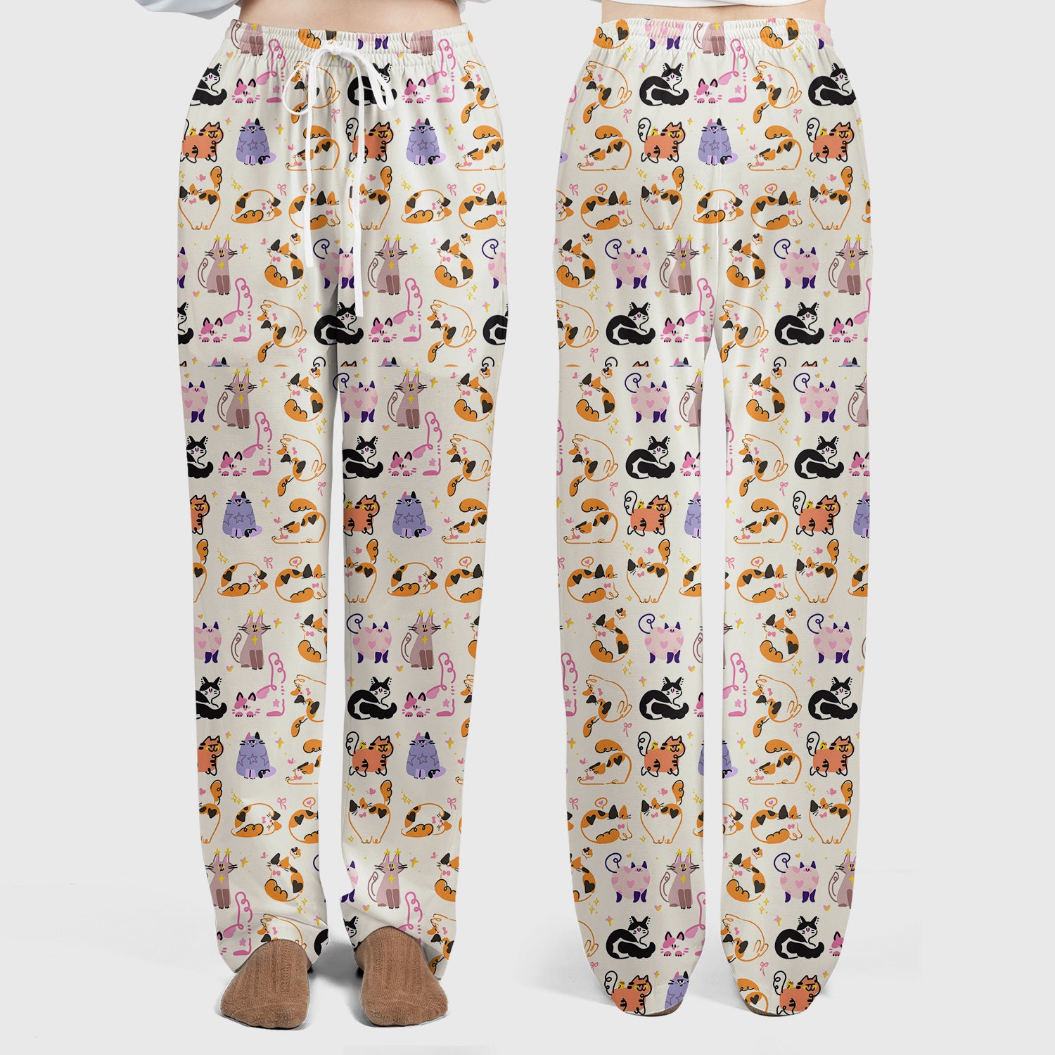 Funny Cat Pattern Scrub Set, Cute Cats Nursing Uniform For Women