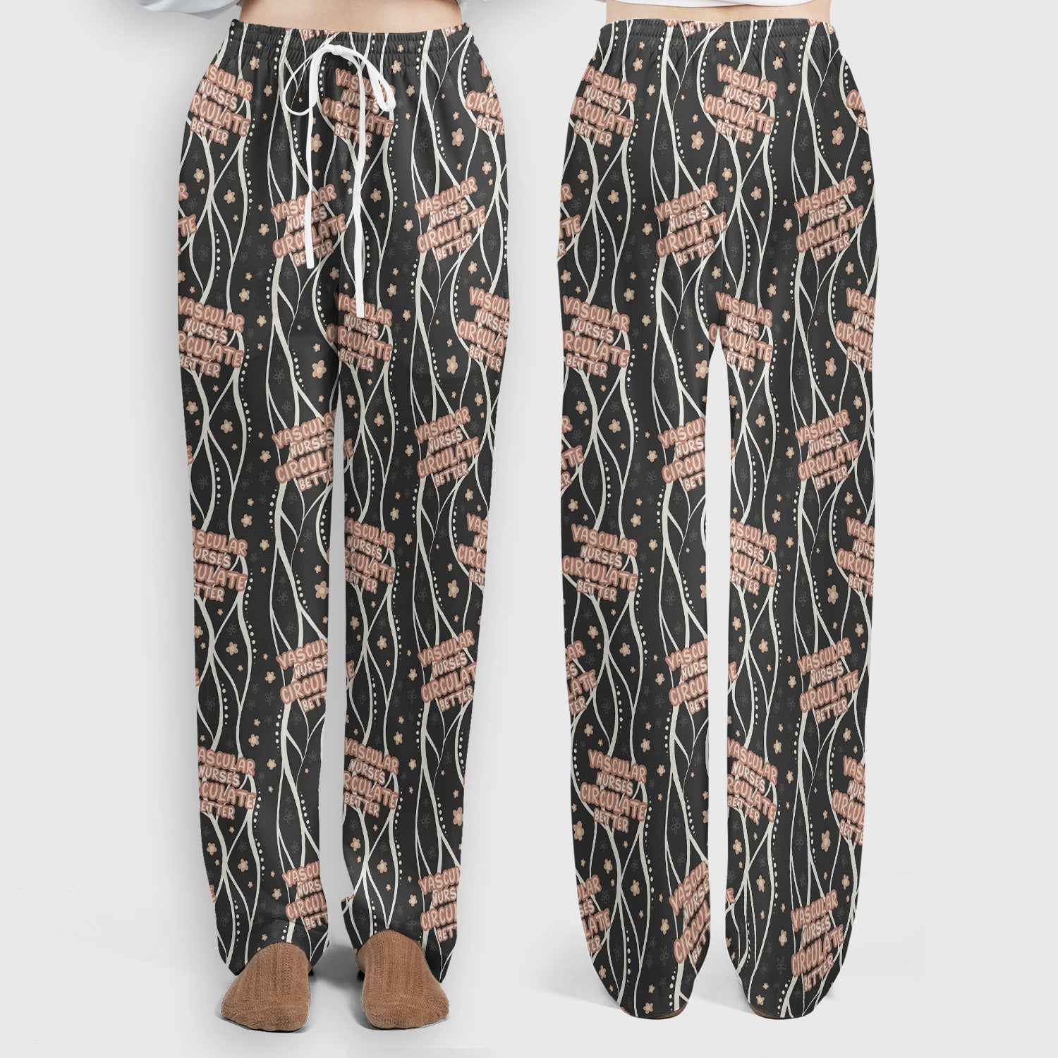 Inspirational Vascular Nurse Circulation Awareness Pattern Scrub Set, Scrub Pants and V Neck Top