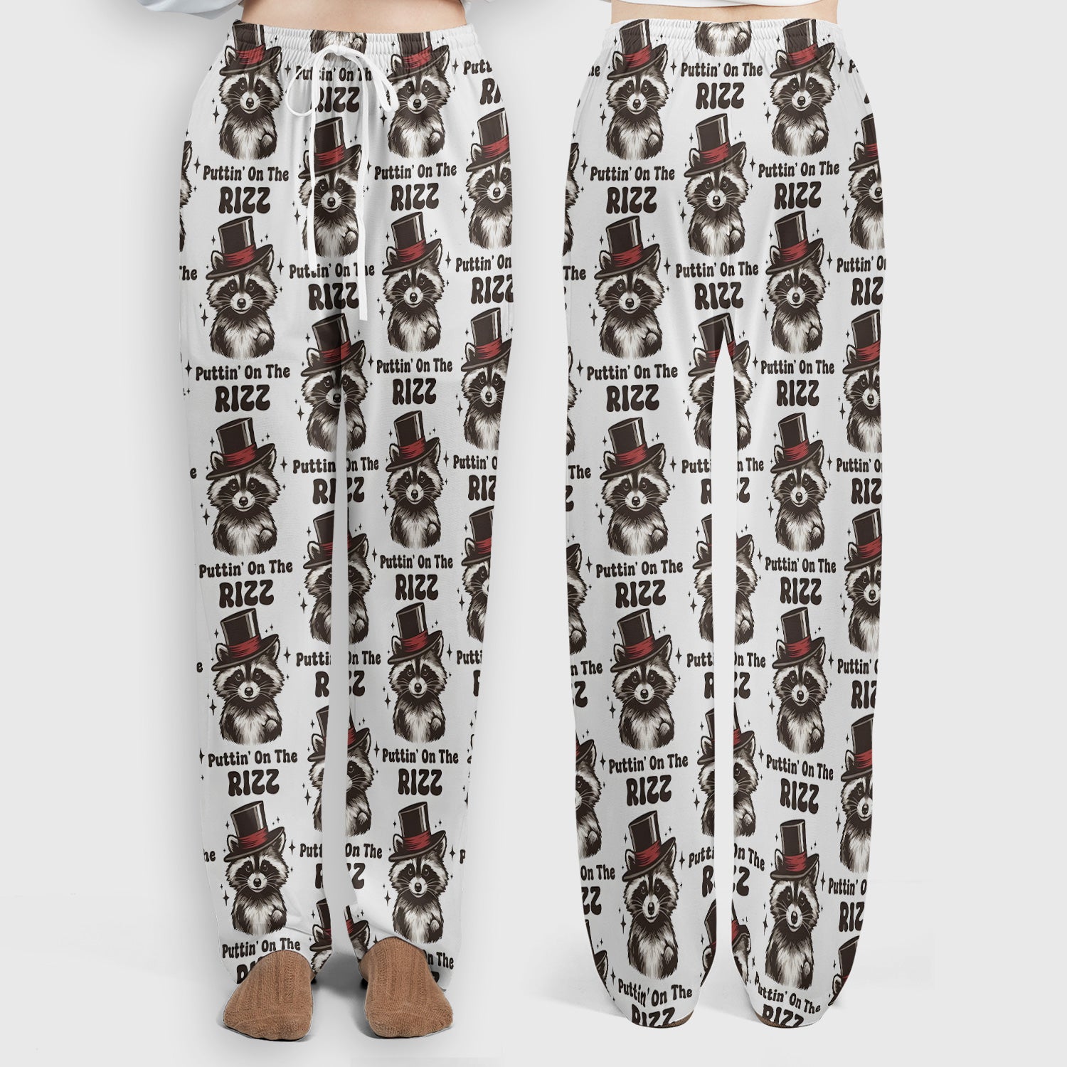 Raccoon Wearing Top Hat Puttin On The Rizz Scrub Set, Scrub Pants and V Neck Top