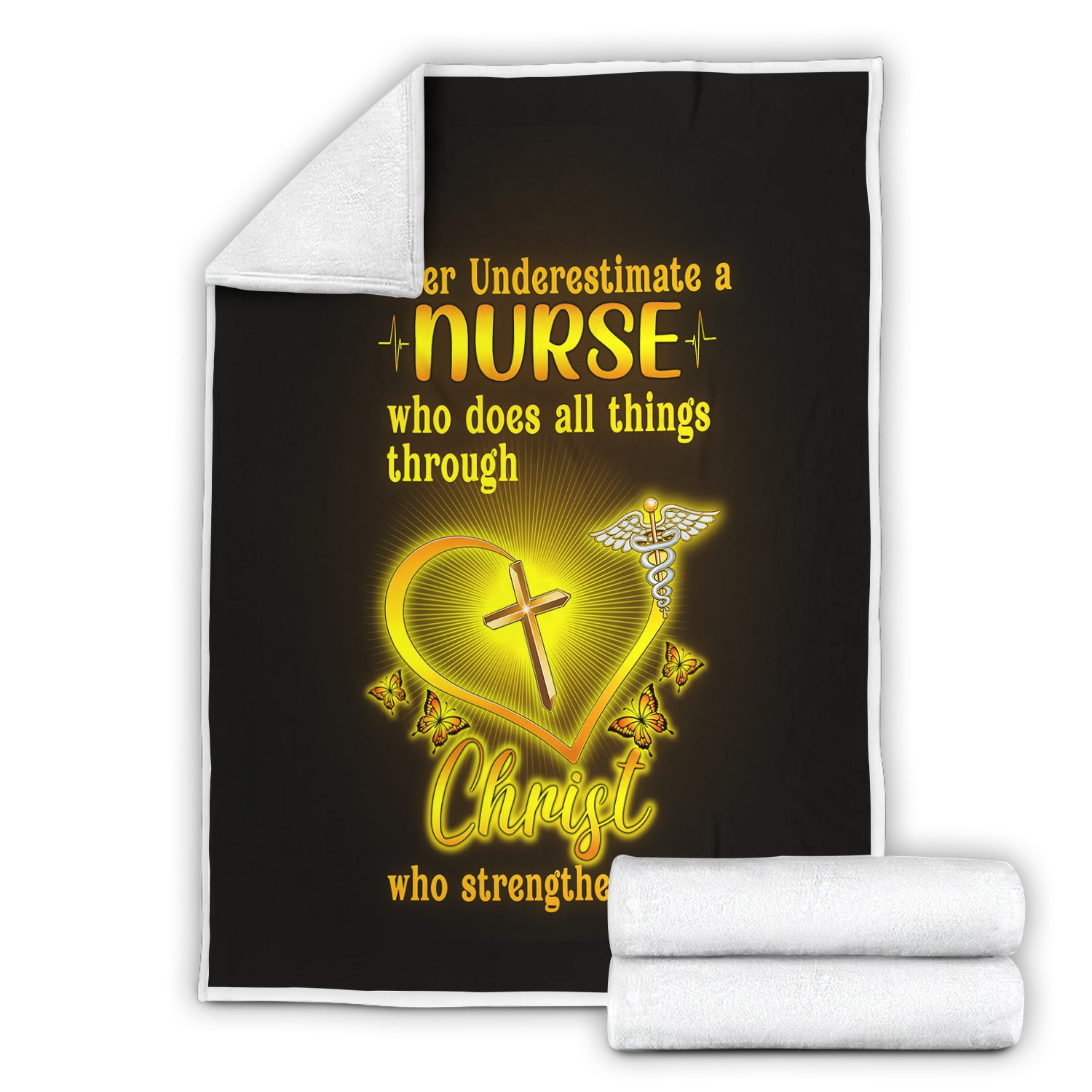 Personalized Faith Nurse Throw Blanket -  Inspirational Bible Verse Quote for RN LPN CNA - Gift for Christian Healthcare Staff