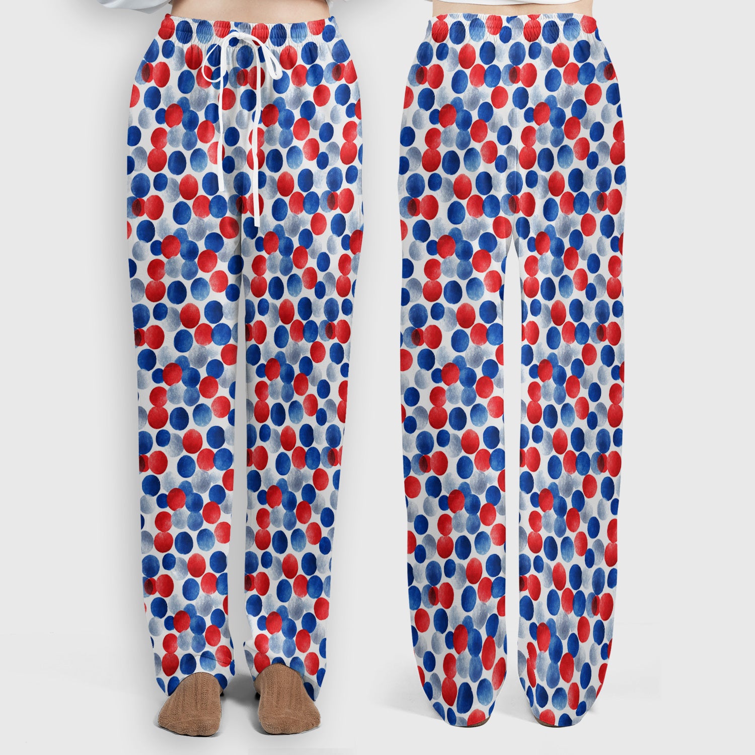 4th of July Patriotic Polka Dot Pattern Scrub Set, Scrub Pants and V Neck Top
