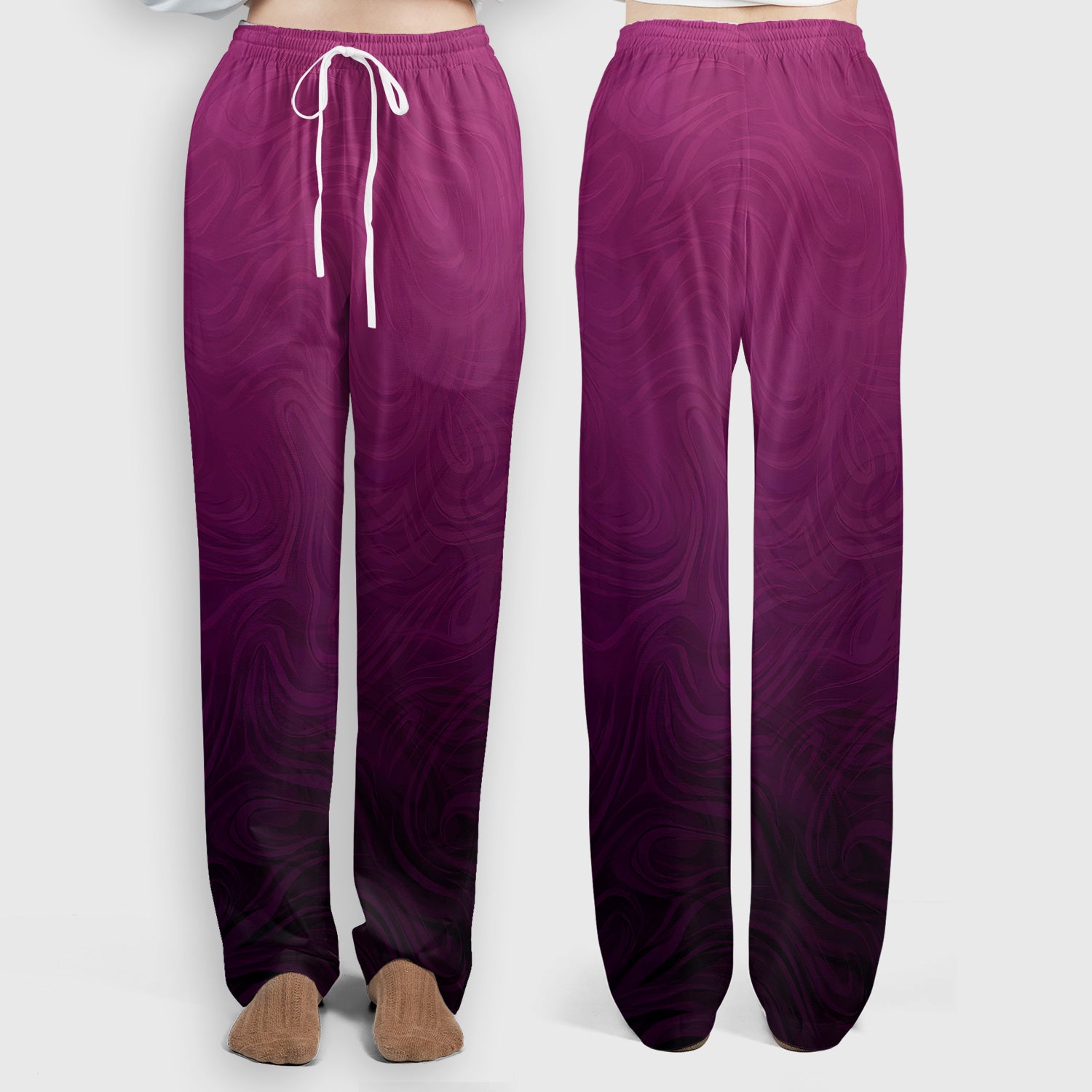 Abstract Swirl Ombre Pattern Scrub Set, Scrub Pants and V Neck Top