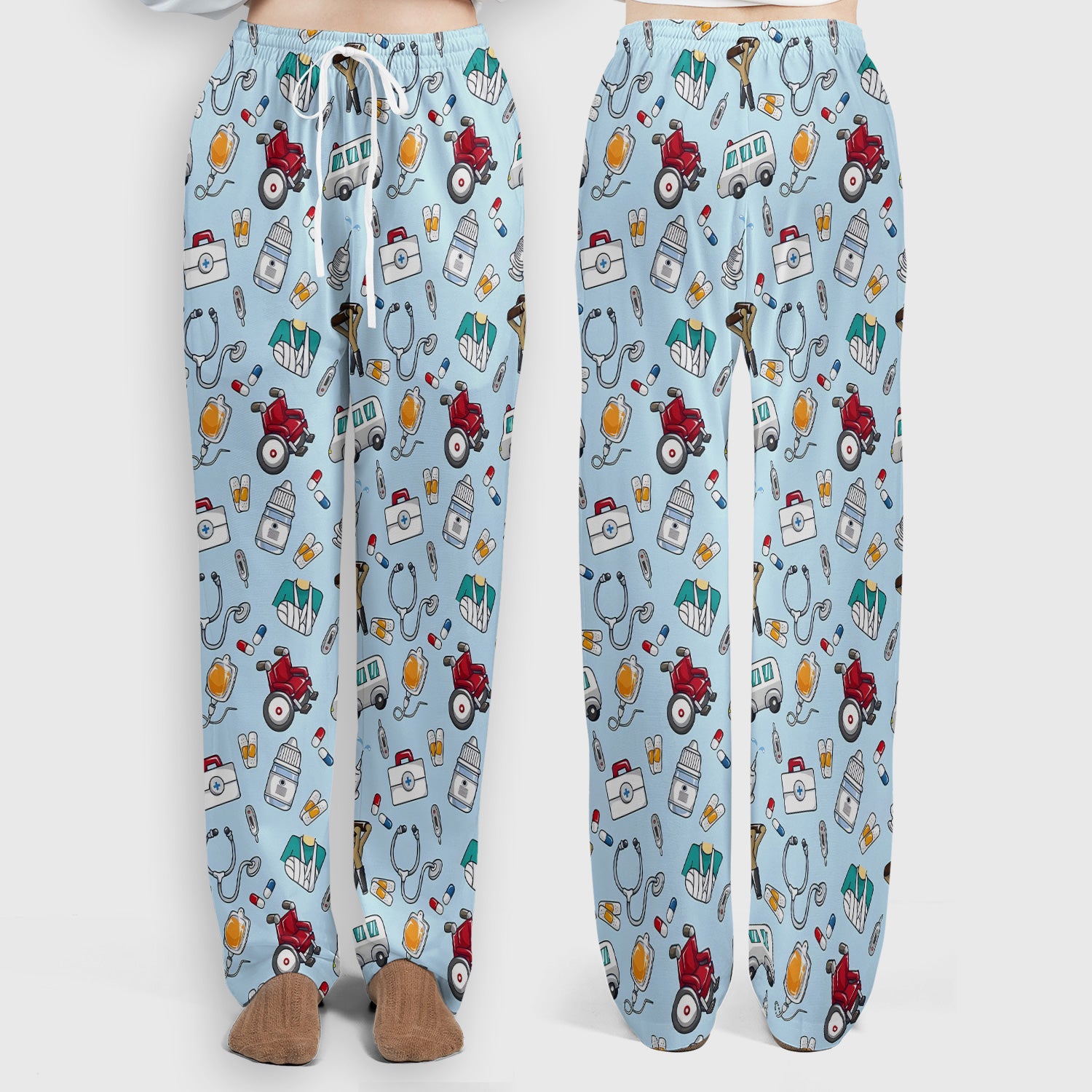 Care Medical Tools & Emergency Transport Pattern Scrub Set, Scrub Pants and V Neck Top