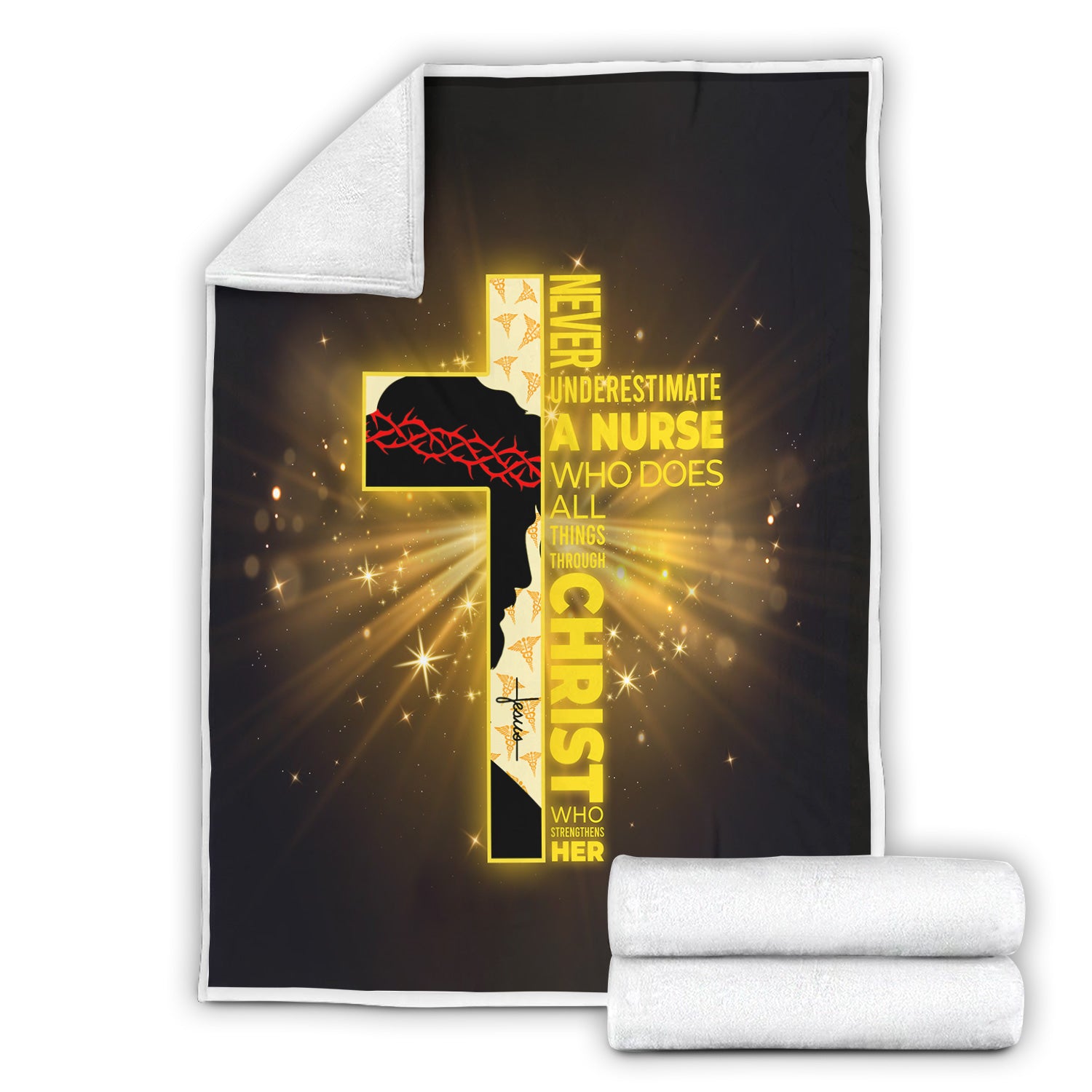 Christian Nurse Faith Blanket - Never Underestimate a Nurse Quote - Gift for Women RN LPN & Healthcare Workers