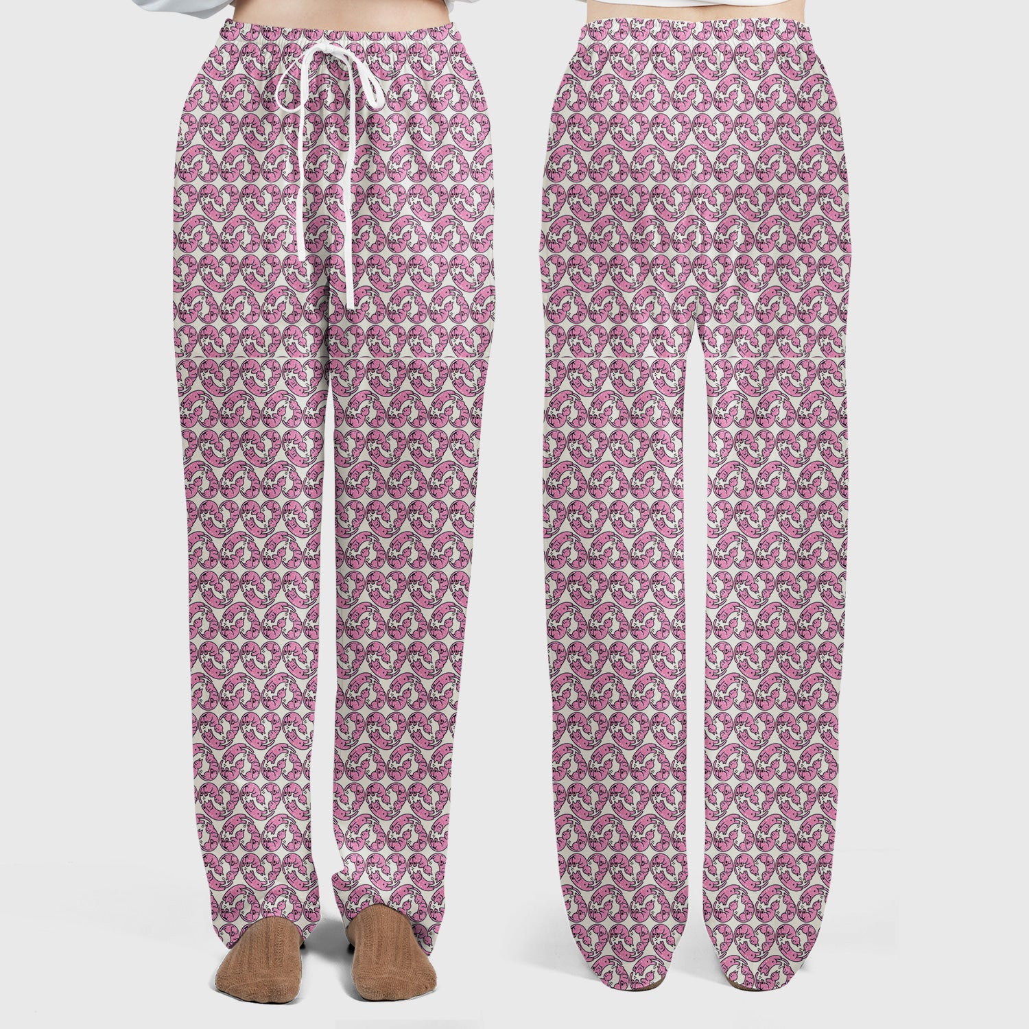 Cute Pink Cat Cartoon All Over Print Set, Women’s Scrub Sets