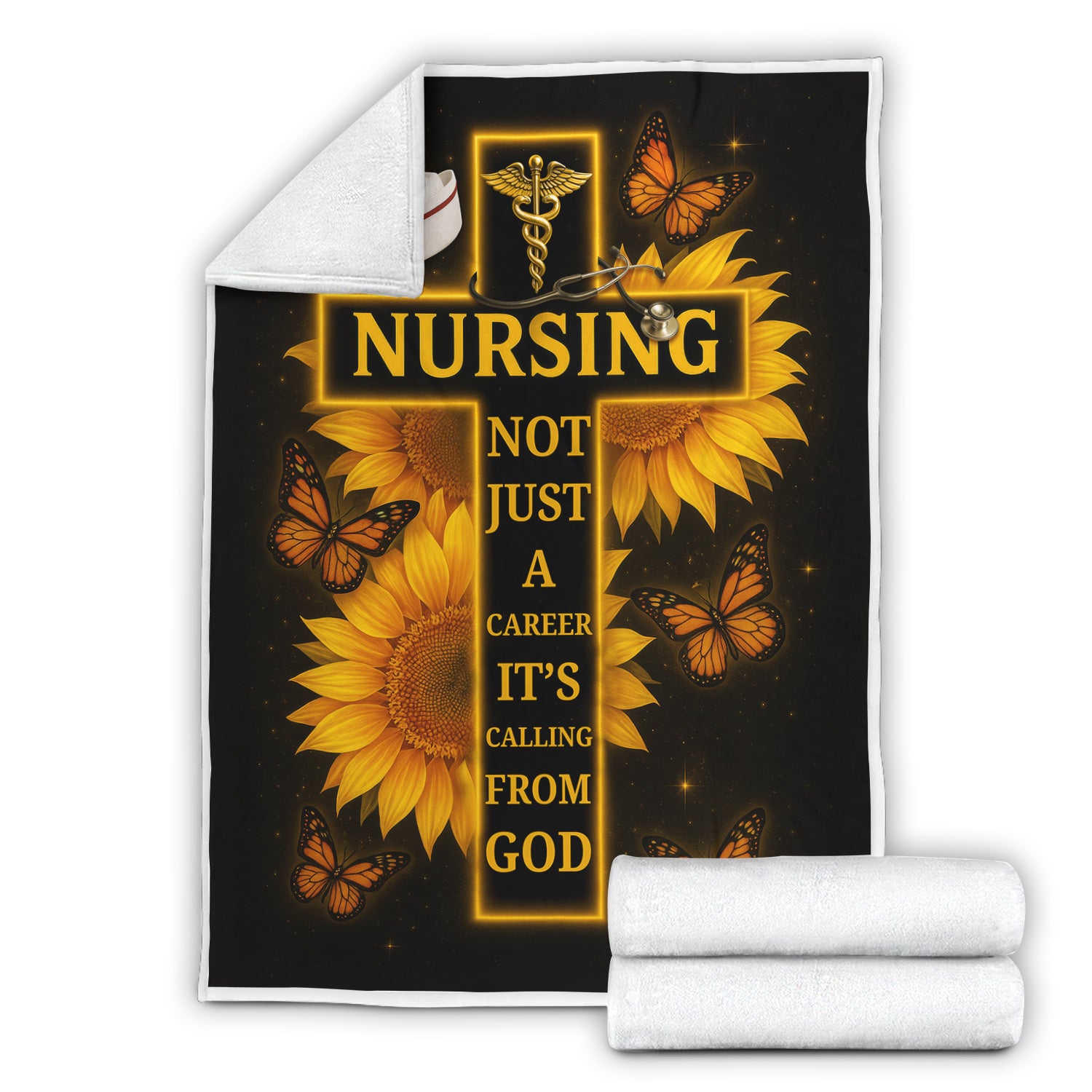 Personalized Nurse Floral Blanket - Faith-Based Throw Blanket for RN CNA LPN - Nursing Is a Calling from God Gift