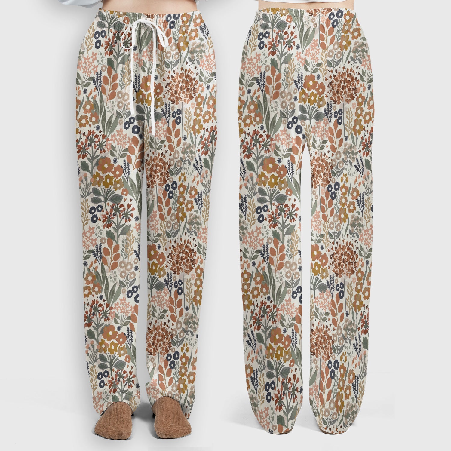 Vintage Botanical Floral Pattern Scrub Set, Women's Scrub Sets