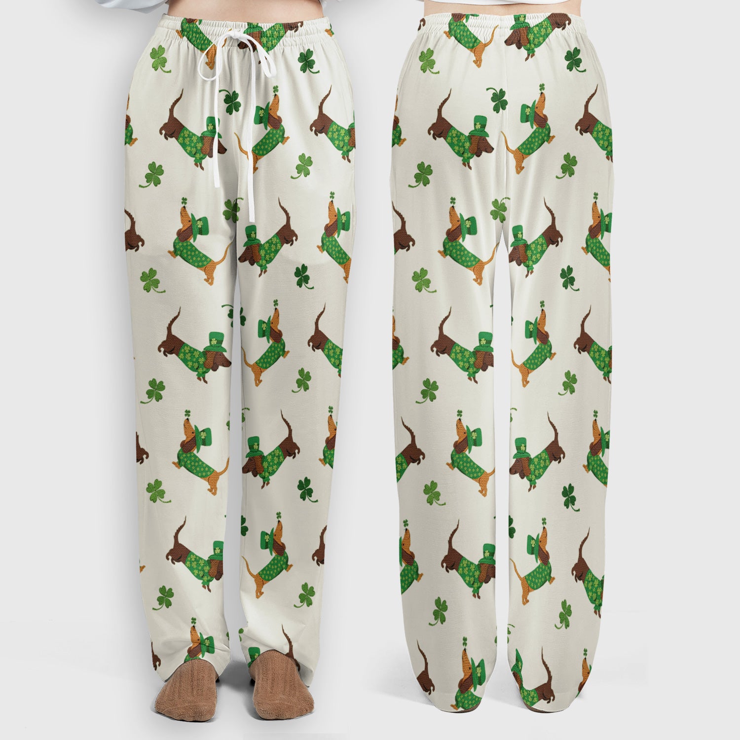 St. Patrick’s Day Dachshund Scrub Set, Funny Wiener Dog Nurse Shirt, Breathable Fabrics Nursing Uniform