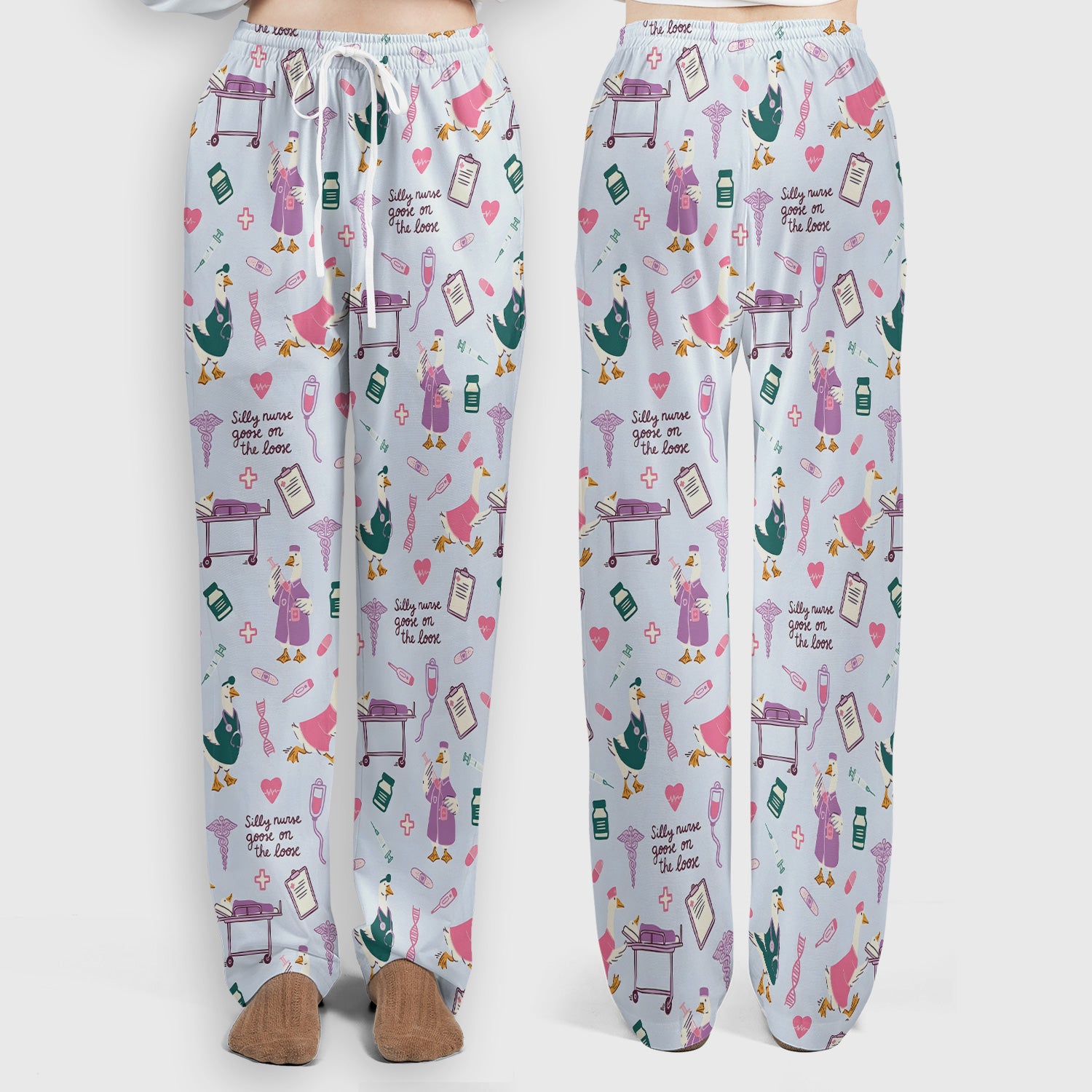 Goose Medical Humor Tools Pattern Scrub Set, Scrub Pants and V Neck Top