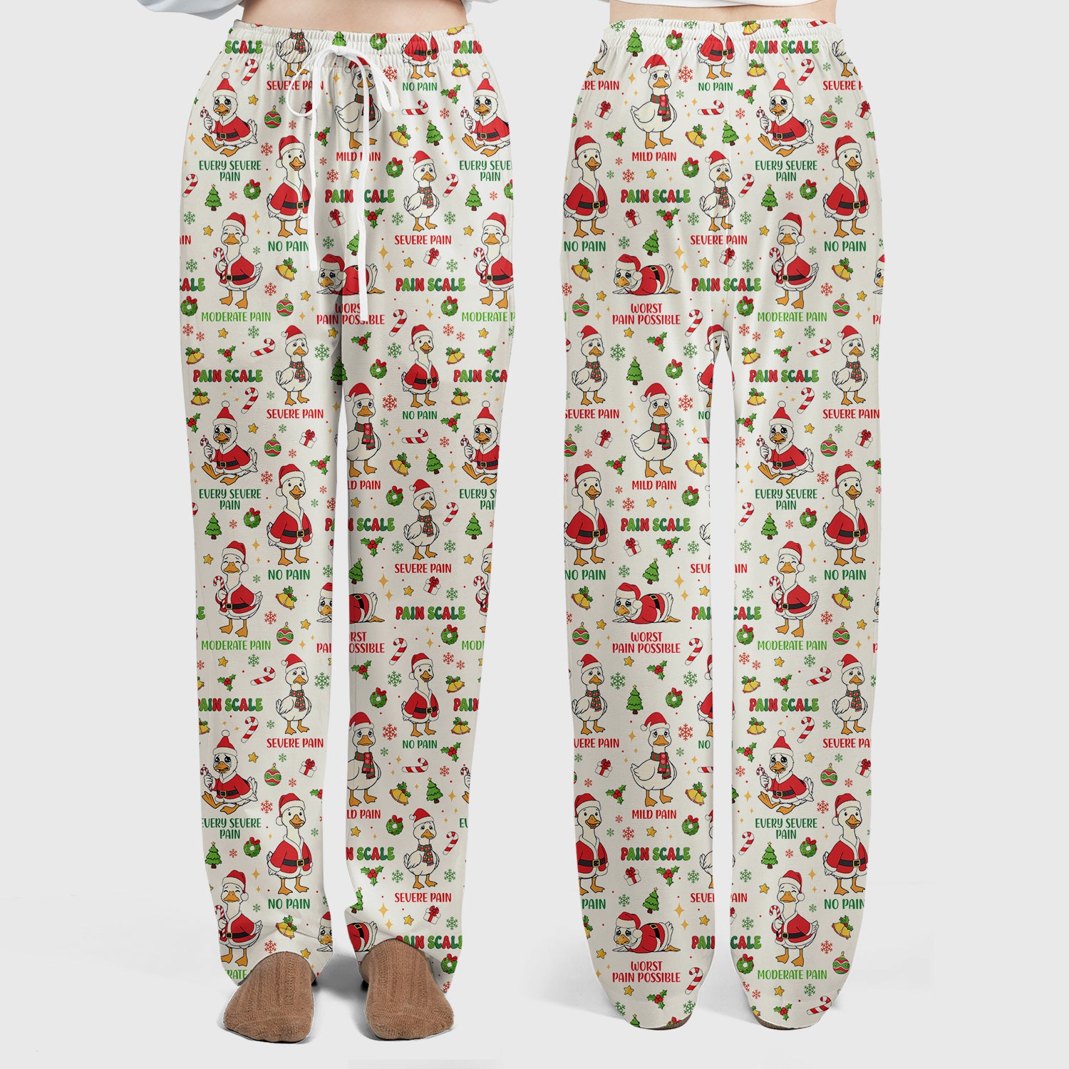 Christmas Nurse Scrub Set - Funny Goose Pain Scale Pants and V Neck Top - Cute Holiday Medical Uniform for RN LPN CNA