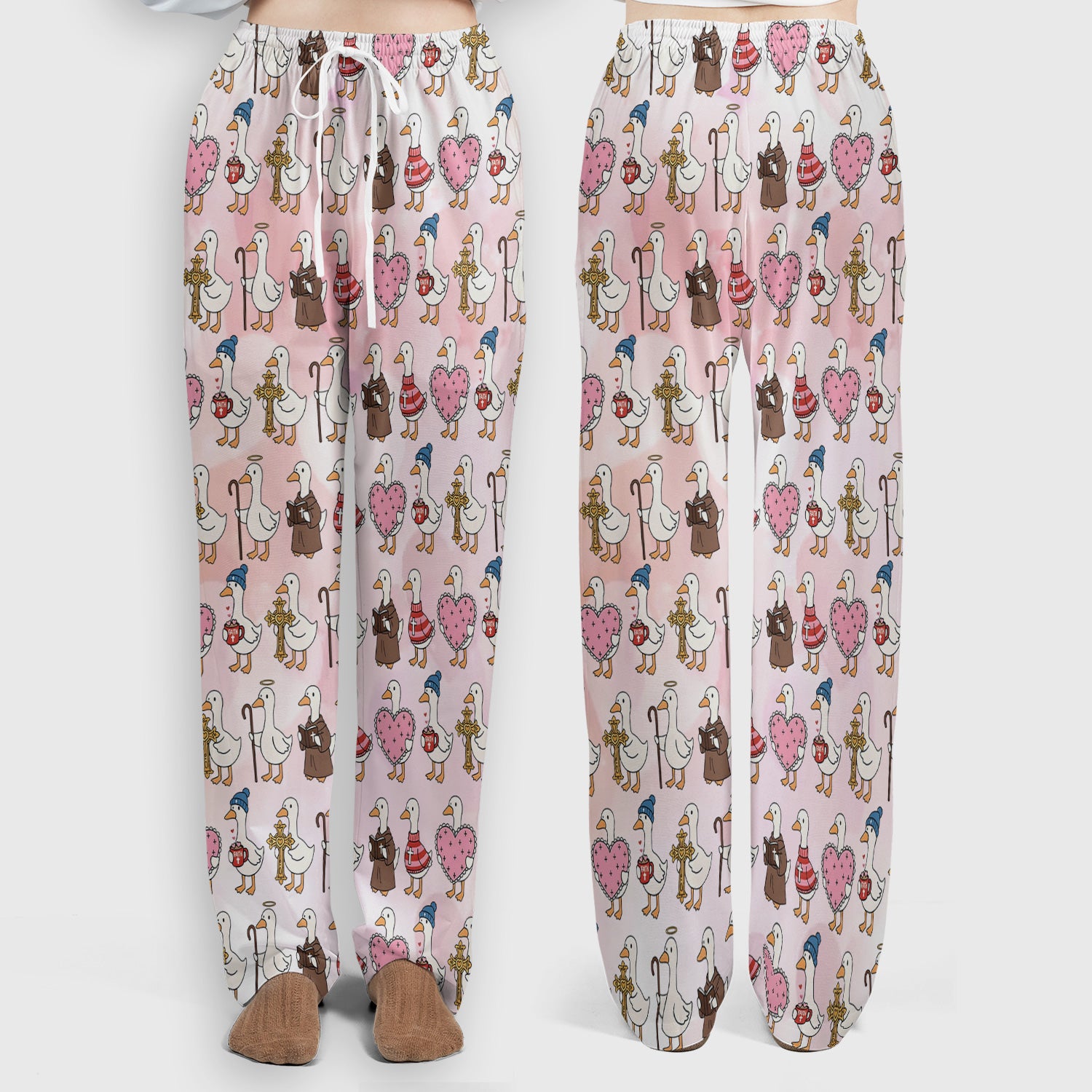 Goose Valentine Heart Illustration Design Scrubs Set, Breathable Med Uniform