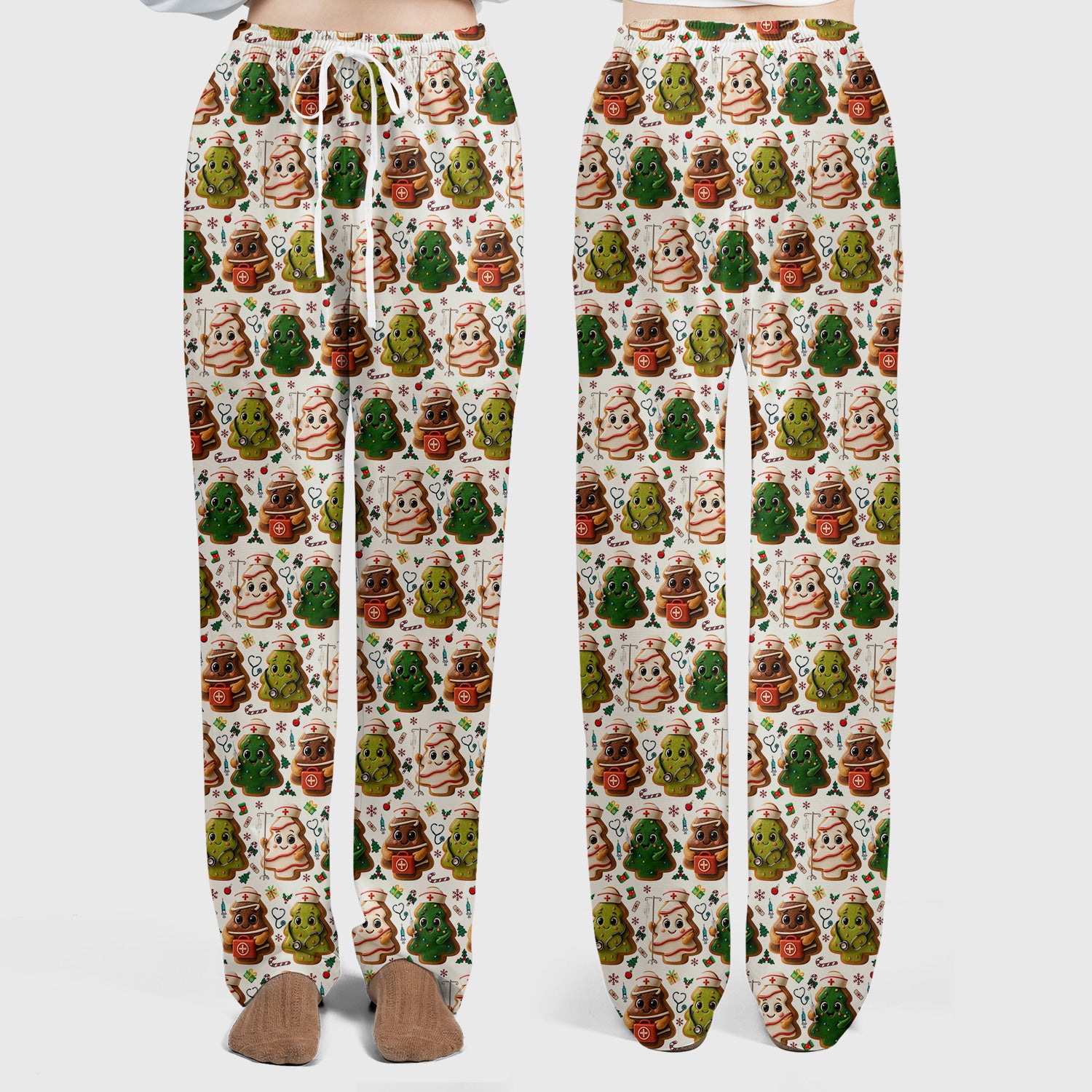 Christmas Cookie Scrub Set – Festive Nurse & Holiday Tree Pattern – Cute Medical Uniform for Nurses, Vets and Healthcare Workers