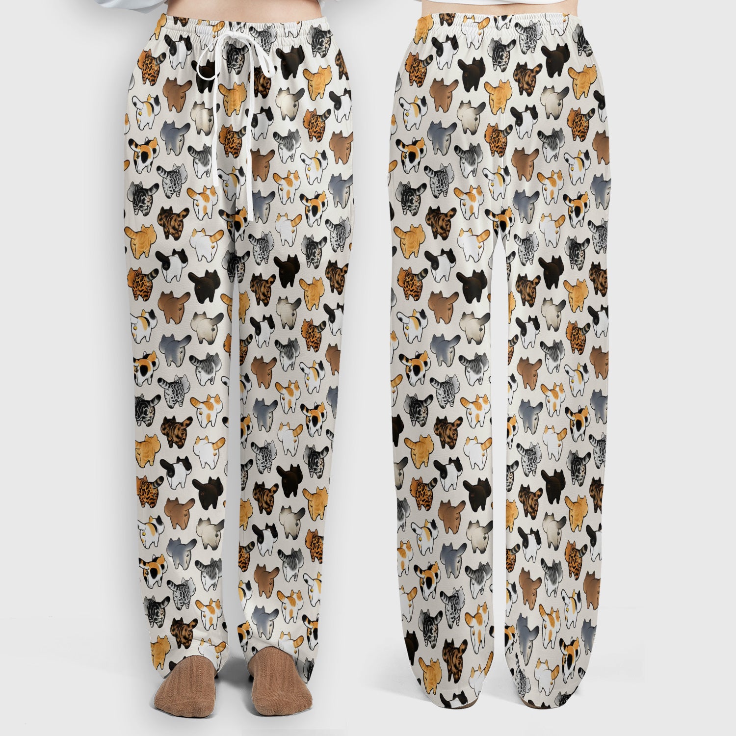 Cat Butt Pattern Medical Scrub Set, Breathable Fabrics Nursing Uniform