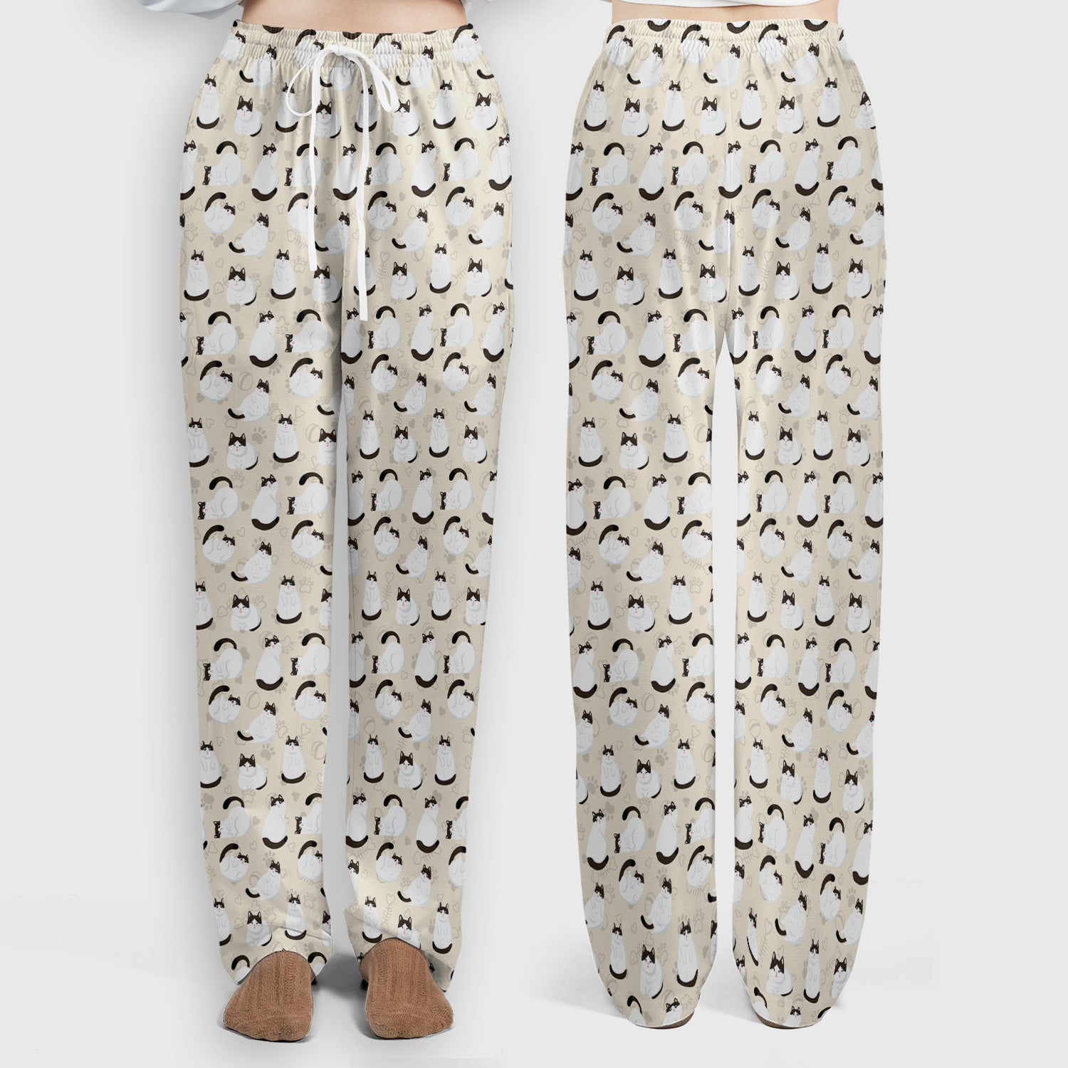 Cute Cat Pattern Medical Scrub Set, Breathable Fabrics Nursing Uniform