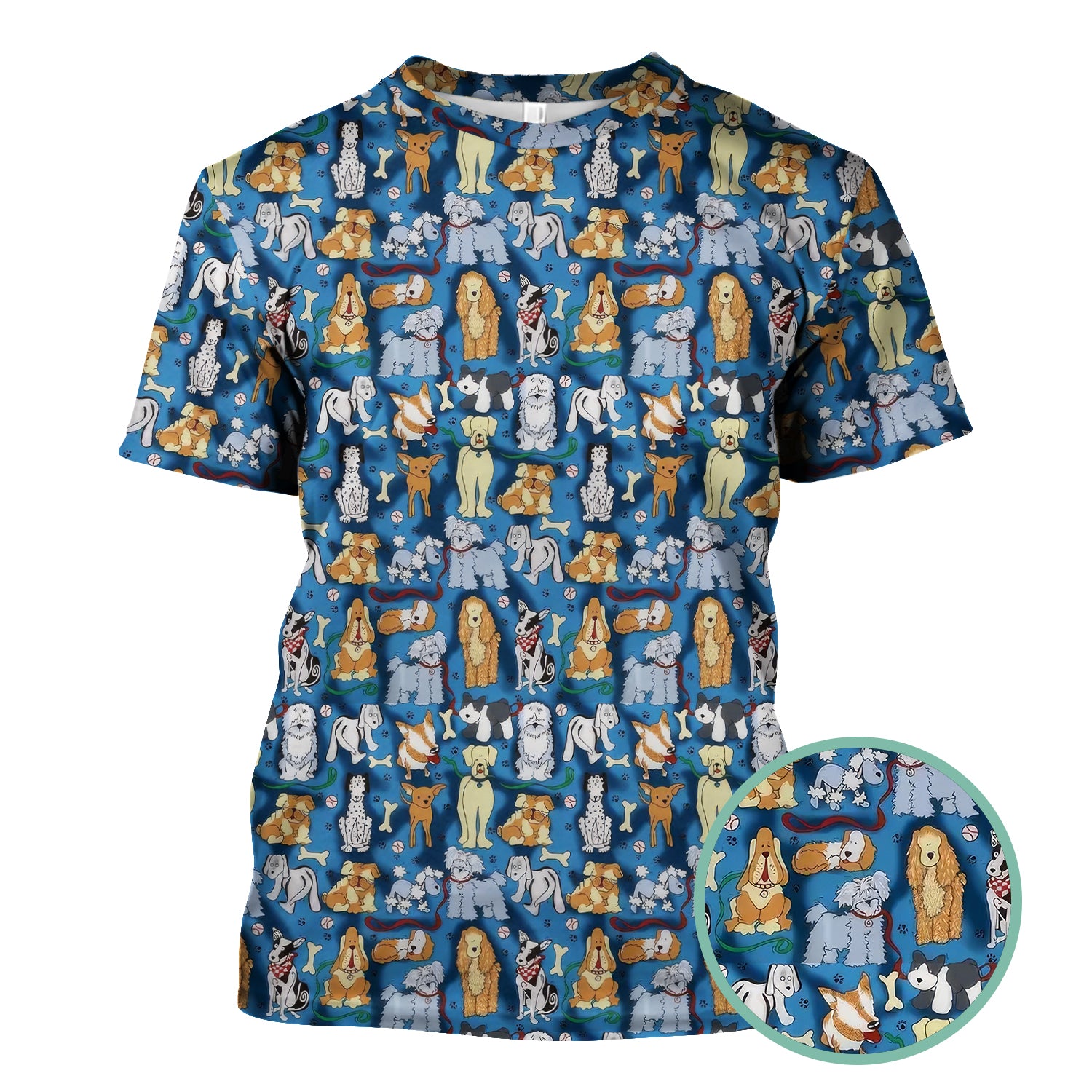 Funny Dog Lover Shirt - Cartoon Dog Breeds Pattern Design - Gift for RN LPN CNA Women Healthcare Staff