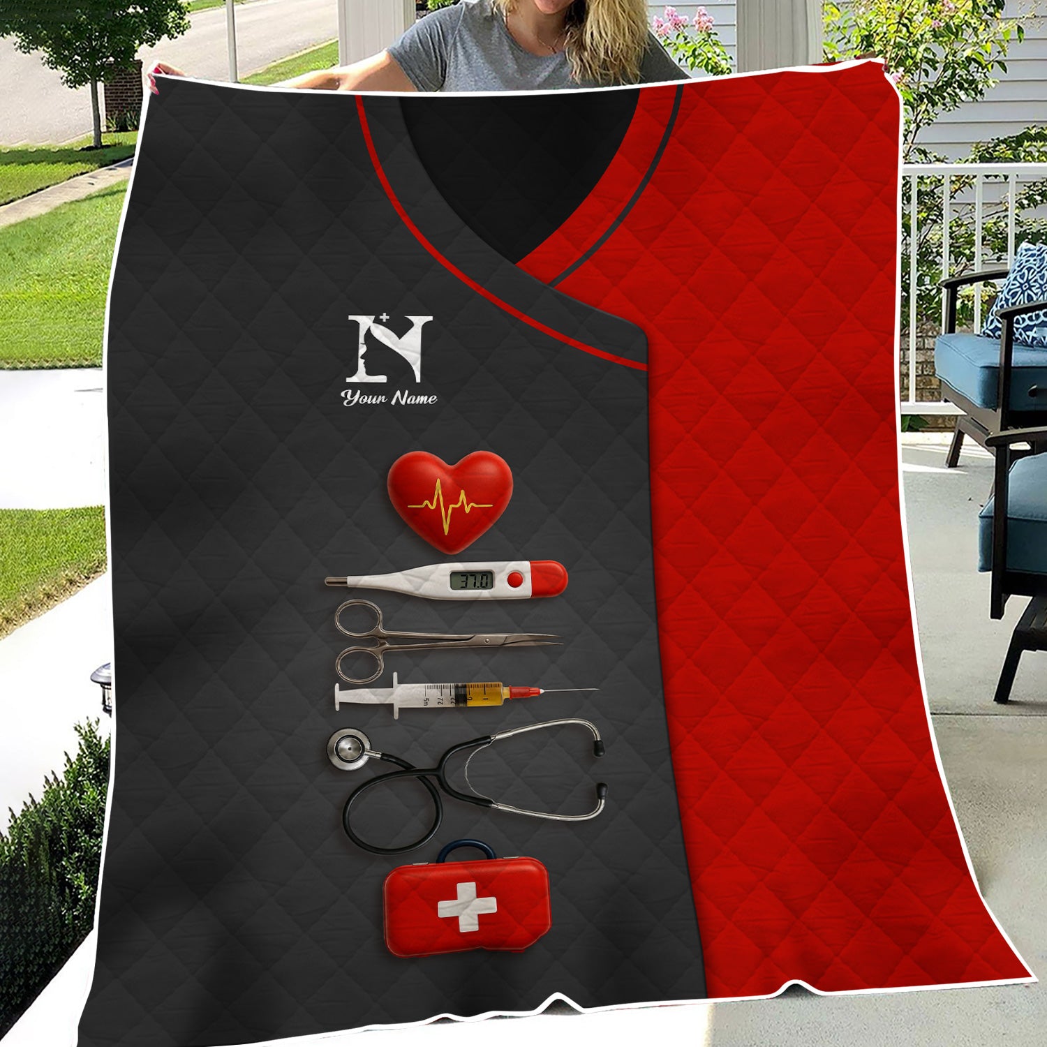 Personalized Nurse Blanket with Name - Custom Medical Design Throw - Gift for Women Nurses RN CNA