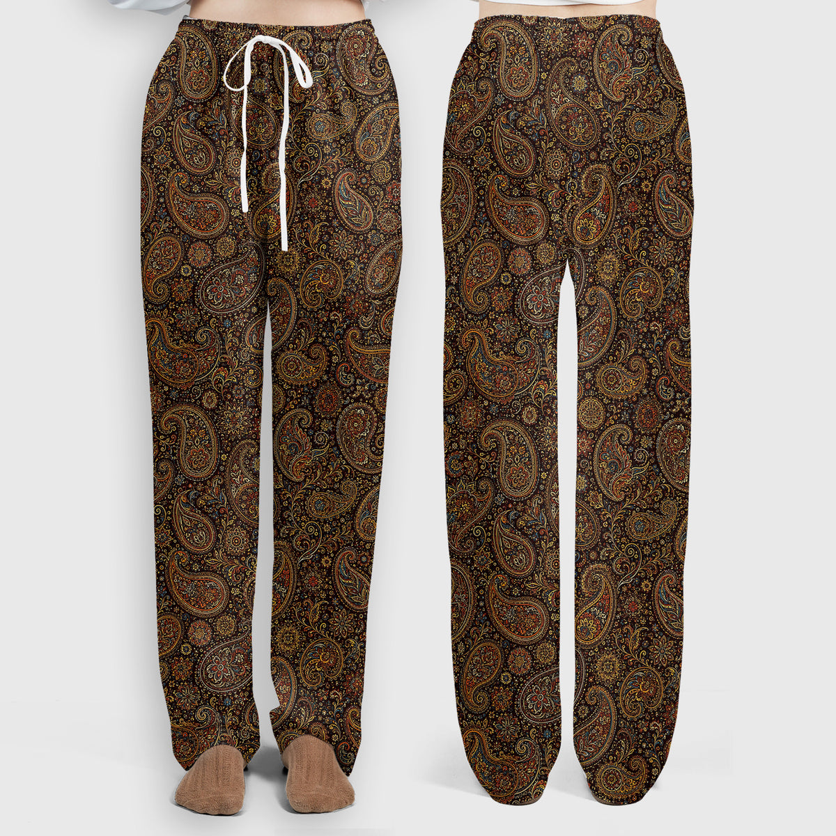 Vintage Ornate Paisley Pattern Scrub Set, Scrub Pants and V Neck Top