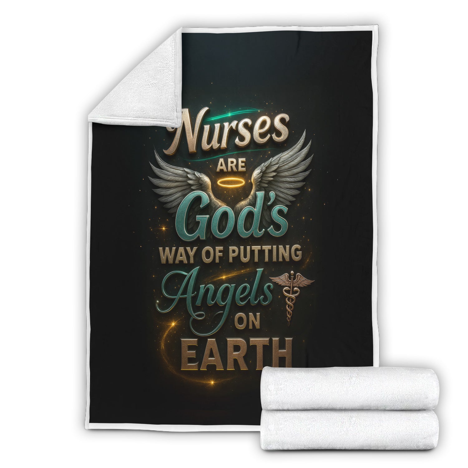 Personalized Religious Nurse Throw Blanket - Angels on Earth Quote - Inspirational Gift for RN, CNA, LPN