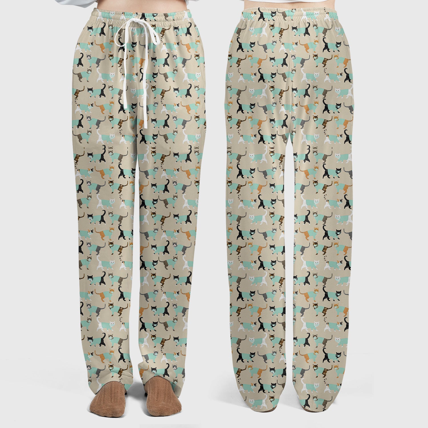 Playful Cat Nurse All Over Print Scrub Set, Scrub Pants and V Neck Top