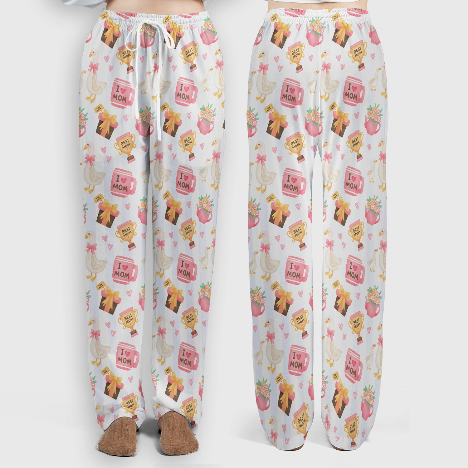 Sweet Nurse Mom Goose Gift Trophy Pattern Scrub Set, Scrub Pants and V Neck Top