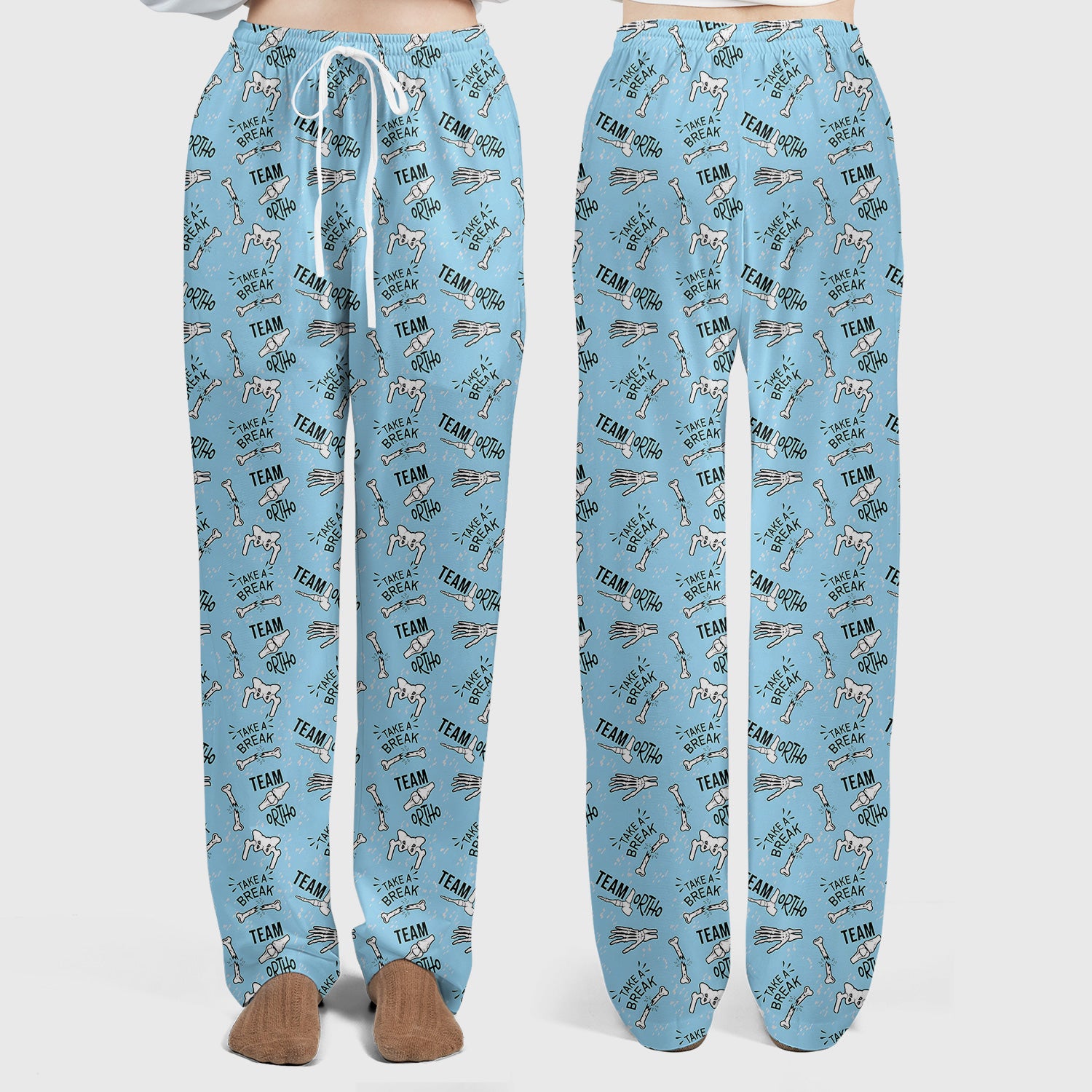 Team Ortho Bone Joint Print Scrub Set, Scrub Pants and V Neck Top