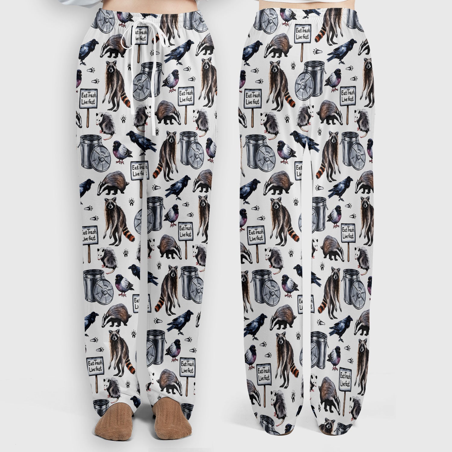 Raccoon And Opossum Eat Trash Live Fast Scrub Set, Scrub Pants and V Neck Top