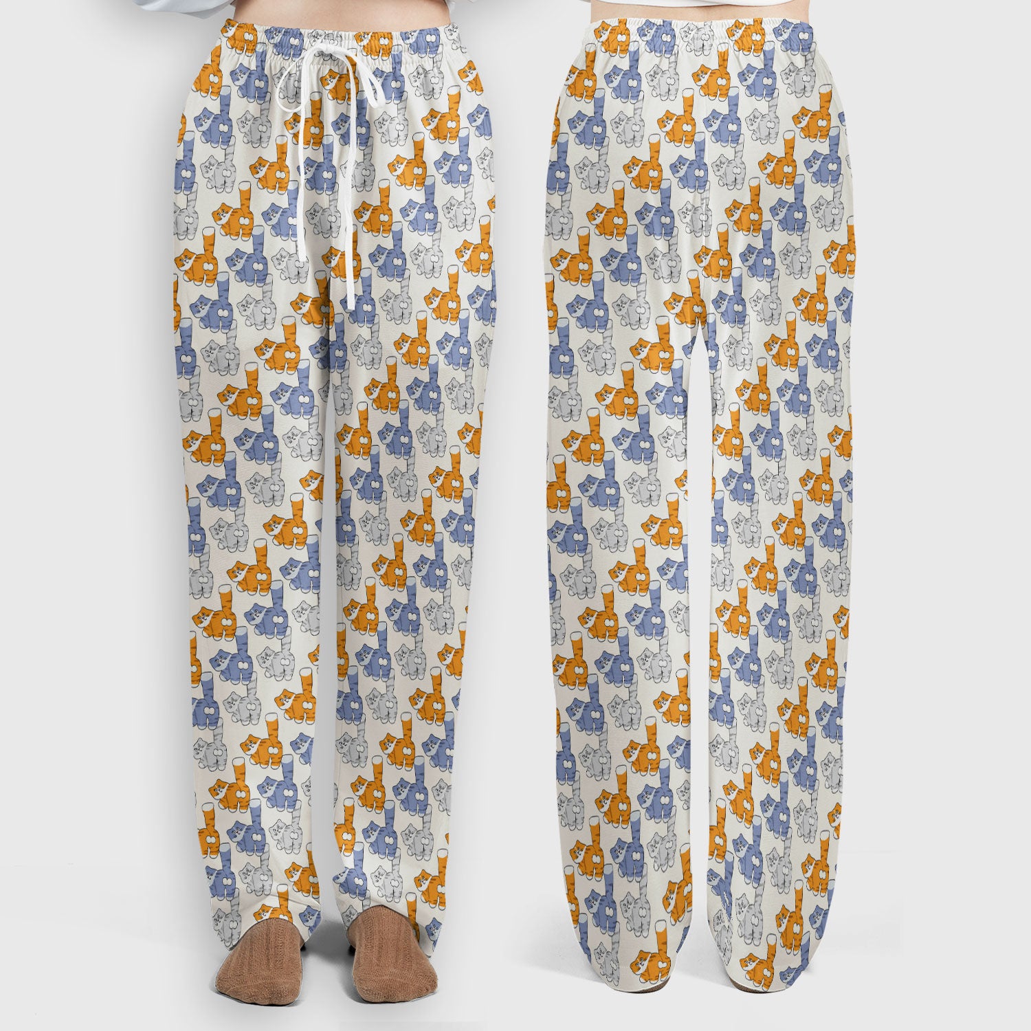 Cute Cartoon Cat Pattern Women’s Scrub Set, Breathable Med Uniform