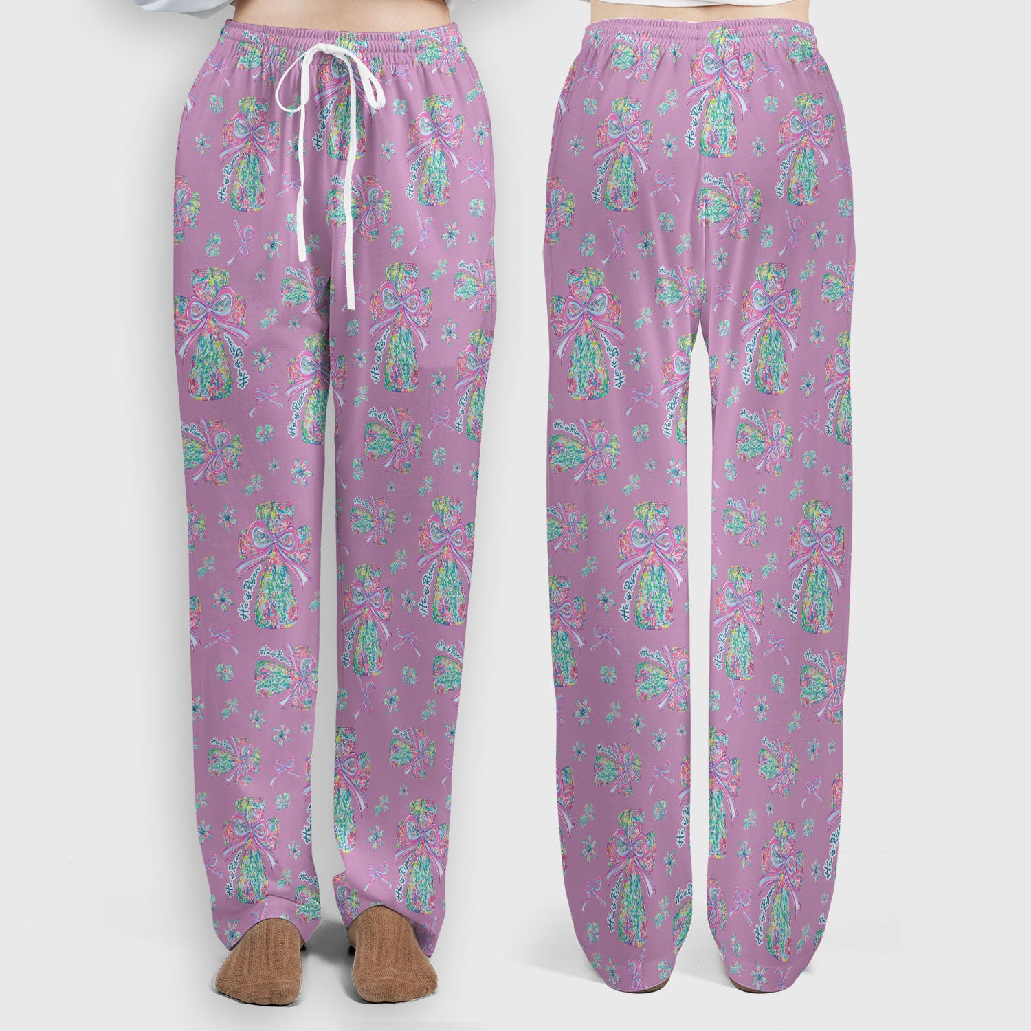 Colorful Bow Pattern Women's Scrub Sets, Breathable Med Uniform