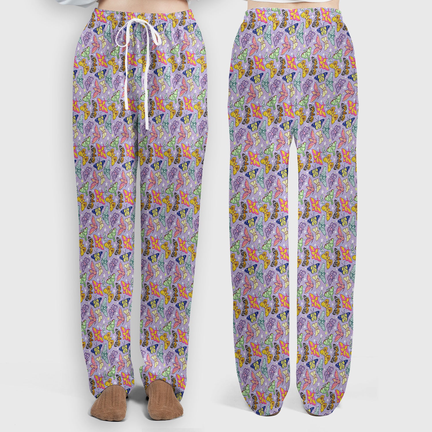 Colorful Butterfly Pattern Scrub Set, Women's Scrub Sets