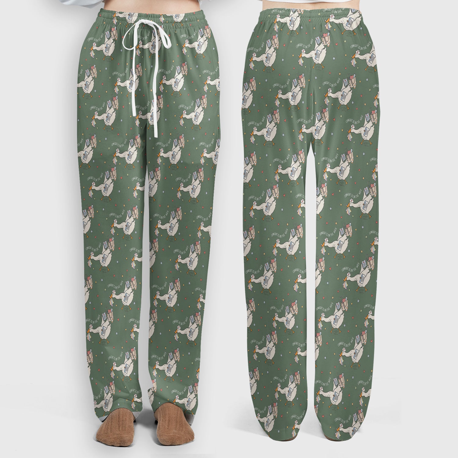 Cute Comfort Is On The Way Goose Scrub Set, Scrub Pants and V Neck Top