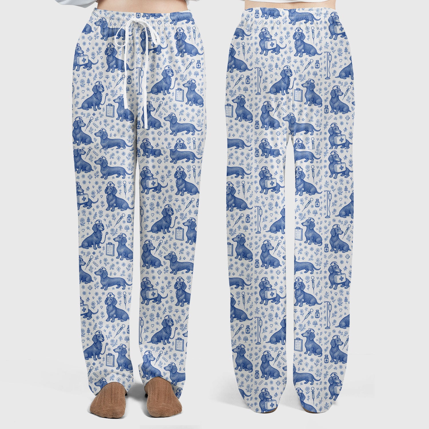 Vintage Dachshund Scrub Set - Artistic Dog Pattern Medical Scrubs - Cute Pet Lover Nurse Gift for Women