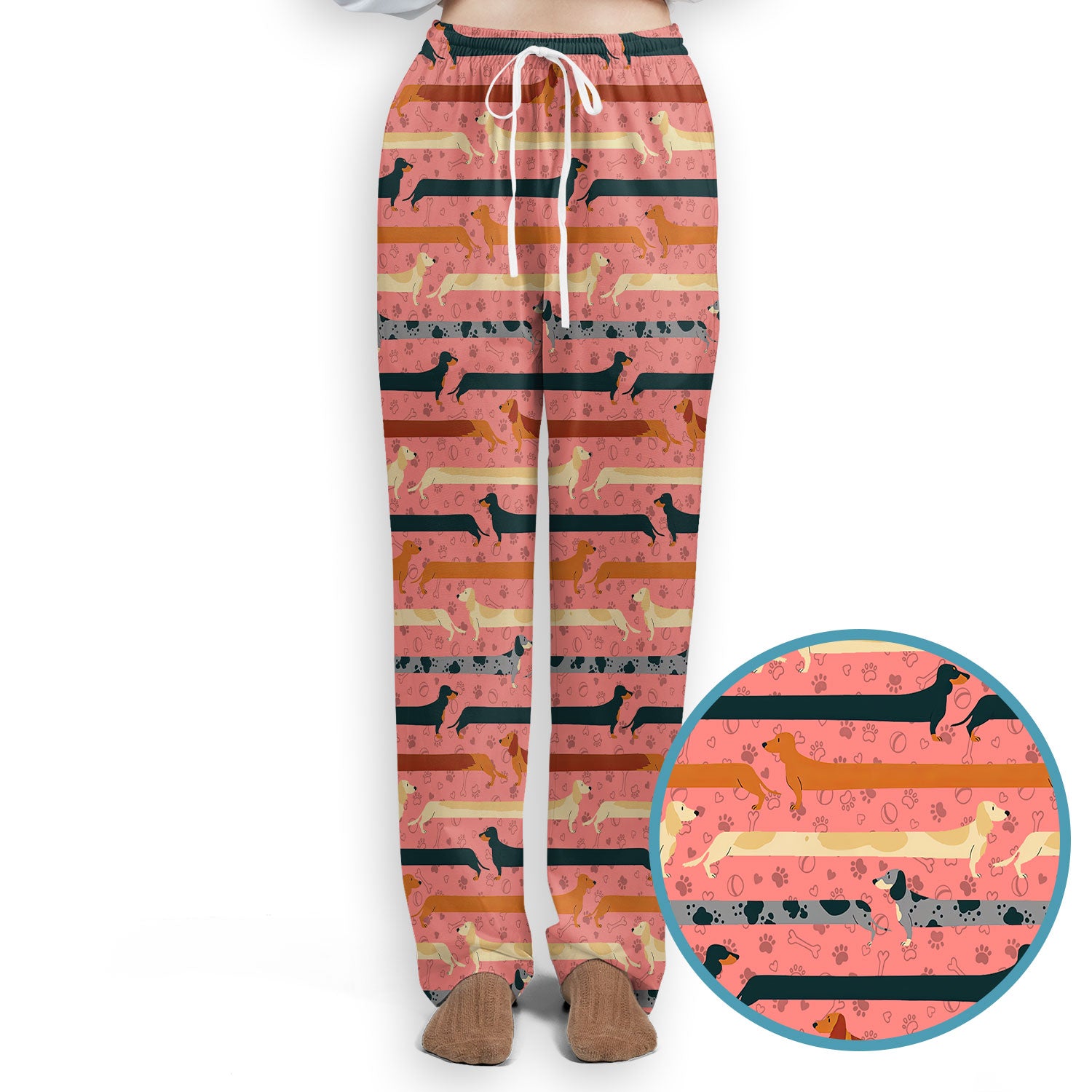 Weiner Dog Women's Scrub Sets - Comfortable Scrubs for Nurses - Funny Scrub Pants and V Neck Top - Breathable Med Uniform