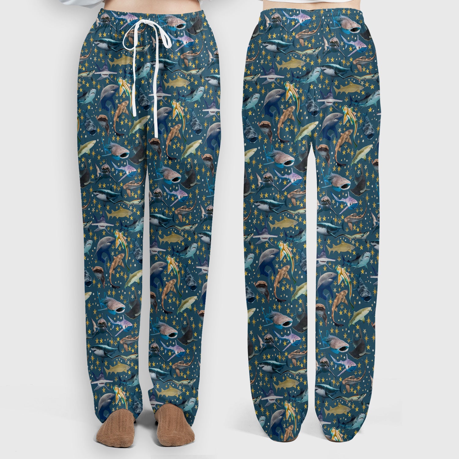 Colorful Shark Ocean Pattern Scrub Set, Women's Scrub Sets