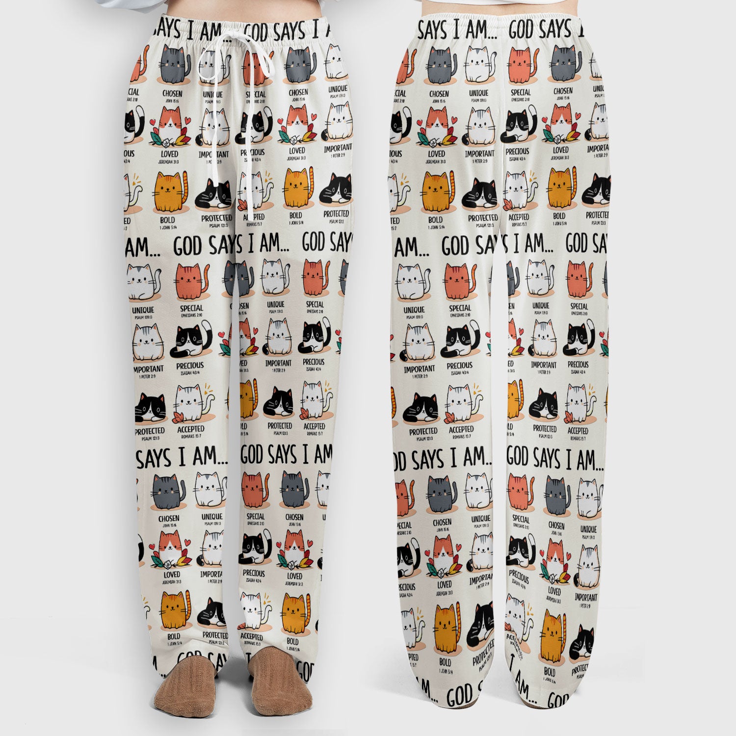 Cute Christian Cat God Says I Am Women's Scrub Set, Breathable Med Uniform